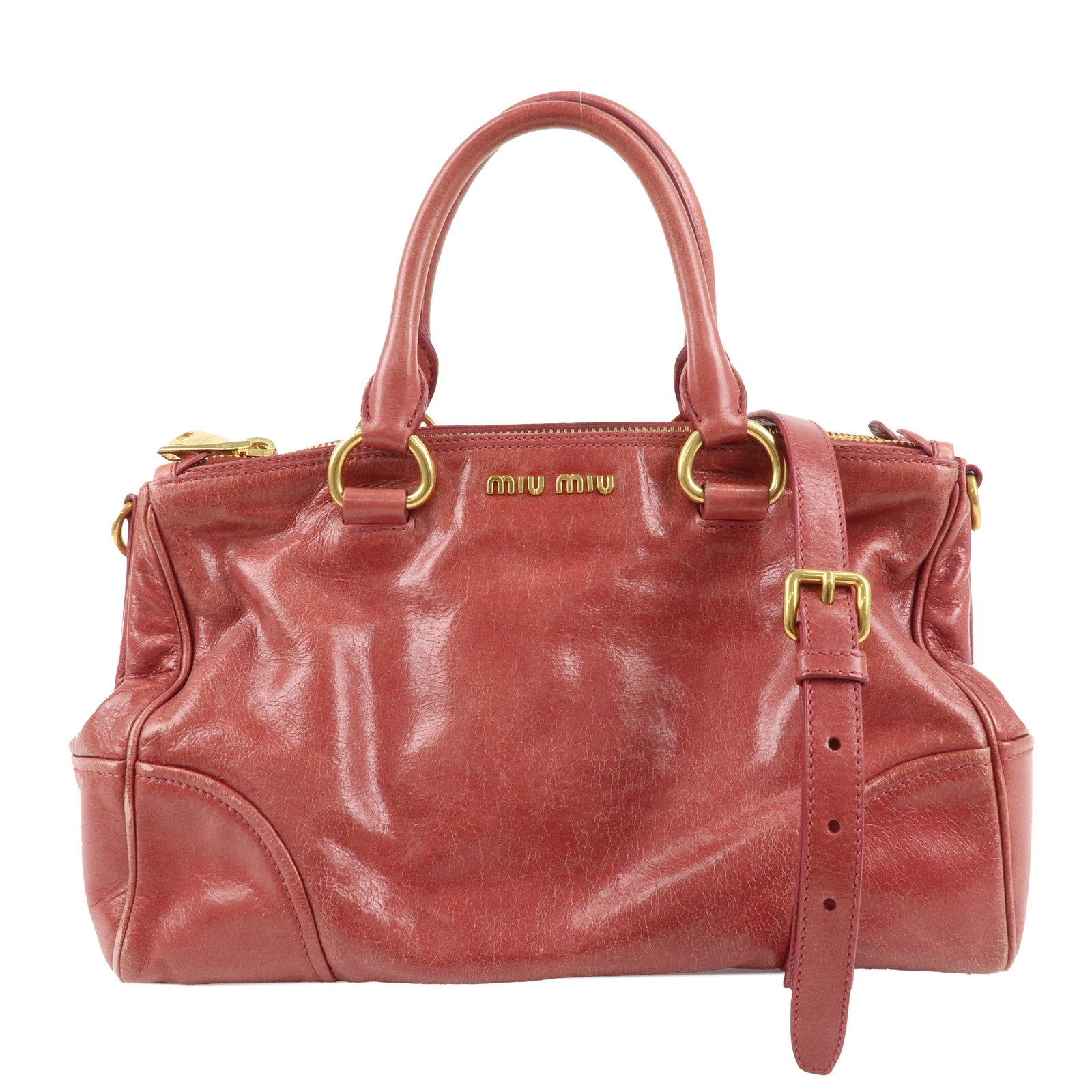 MIU MIU Leather 2Way Bag Hand Bag Shoulder Bag Pink RN1127