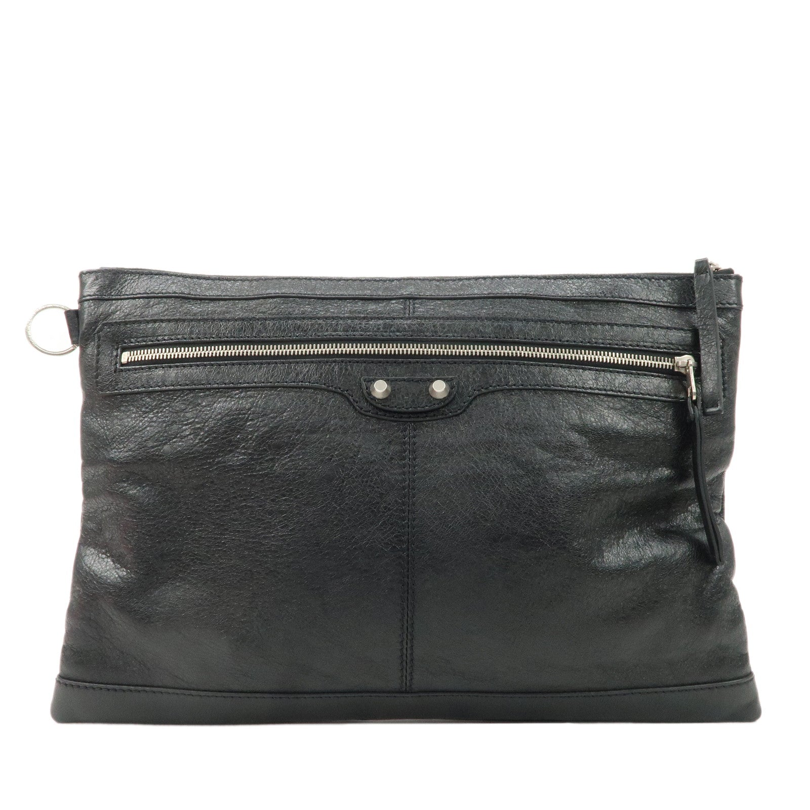 BALENCIAGA-Leather-Classic-Clip-L-Clutch-Bag-Black-273023