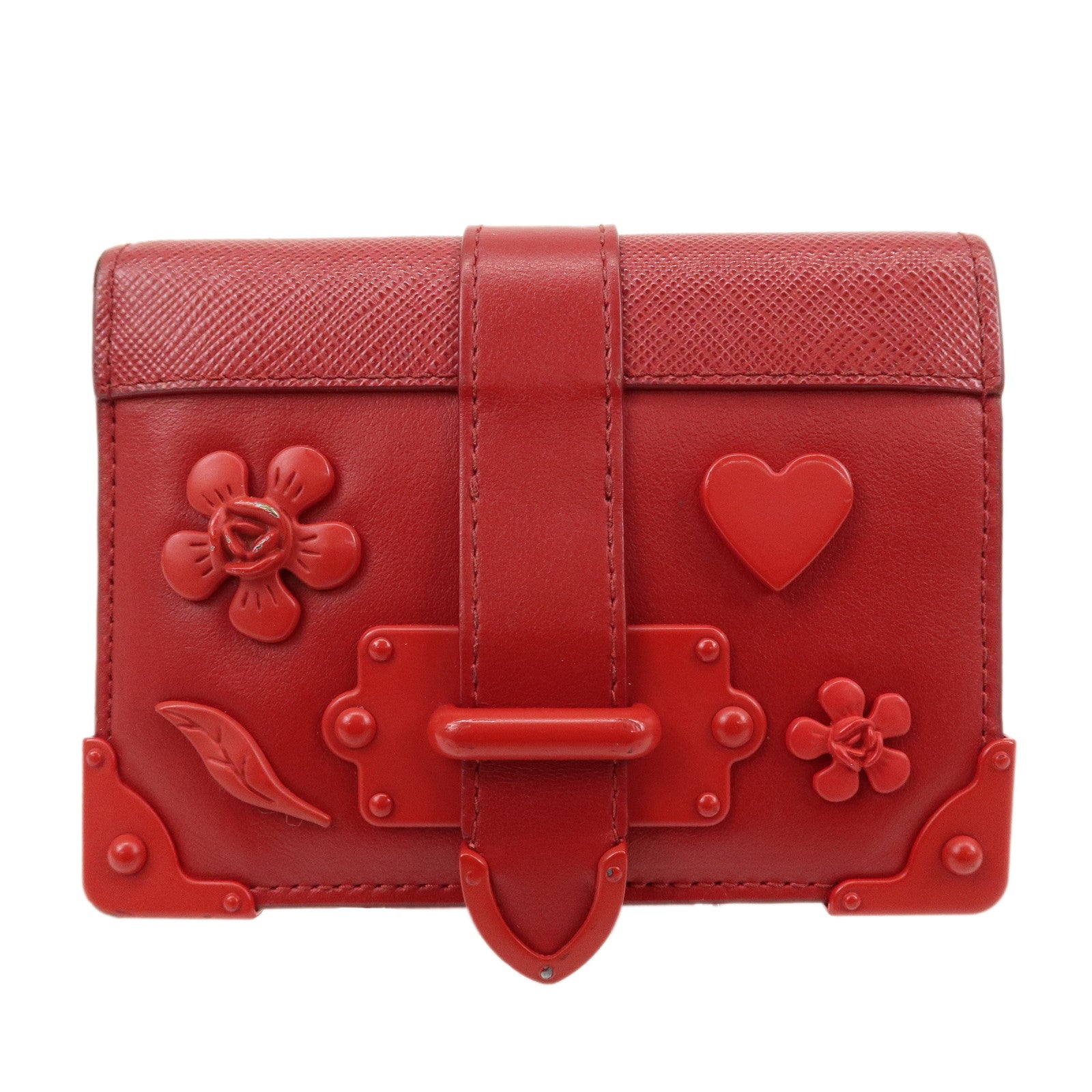 PRADA-Logo-Saffiano-Leather-Wallet-Trunk-Motif-Heart-Red-1MV204