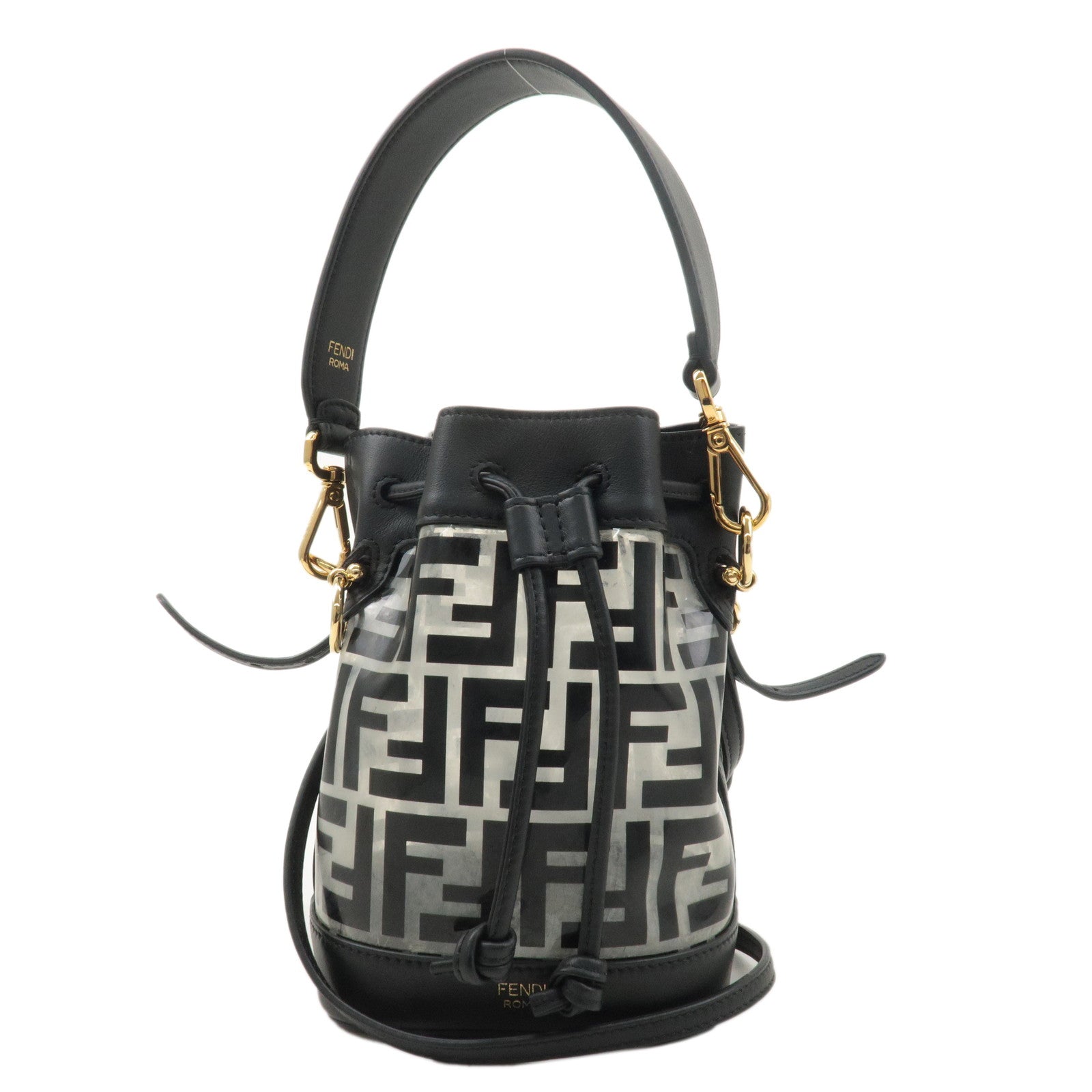 FENDI Vinyl Leather Montresor Mini 2Way Bag Black 8BS010