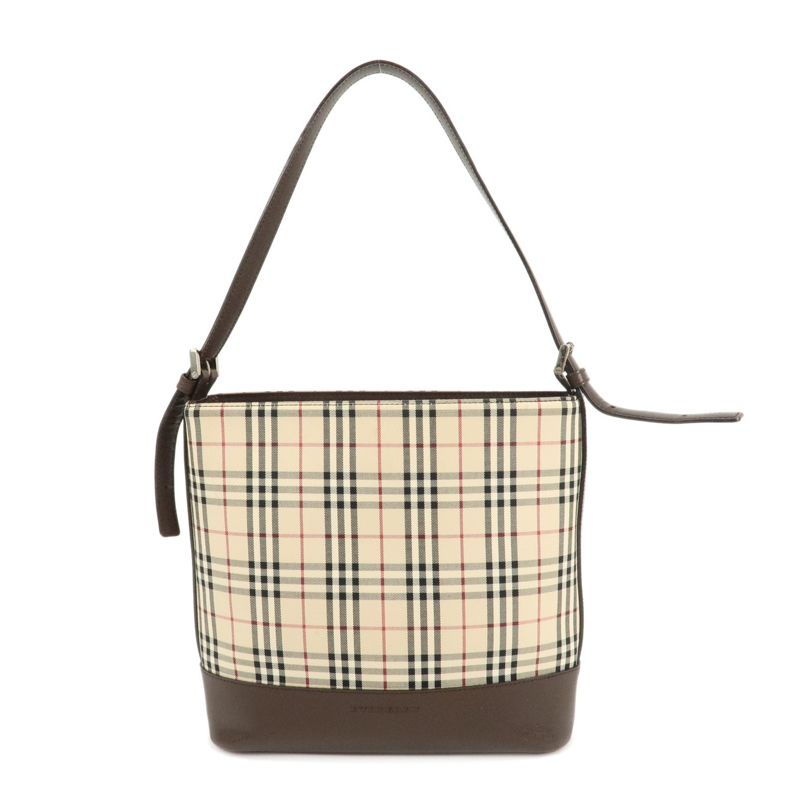 BURBERRY-Canvas-Leather-Nova-Plaid-Semi-Shoulder-Bag