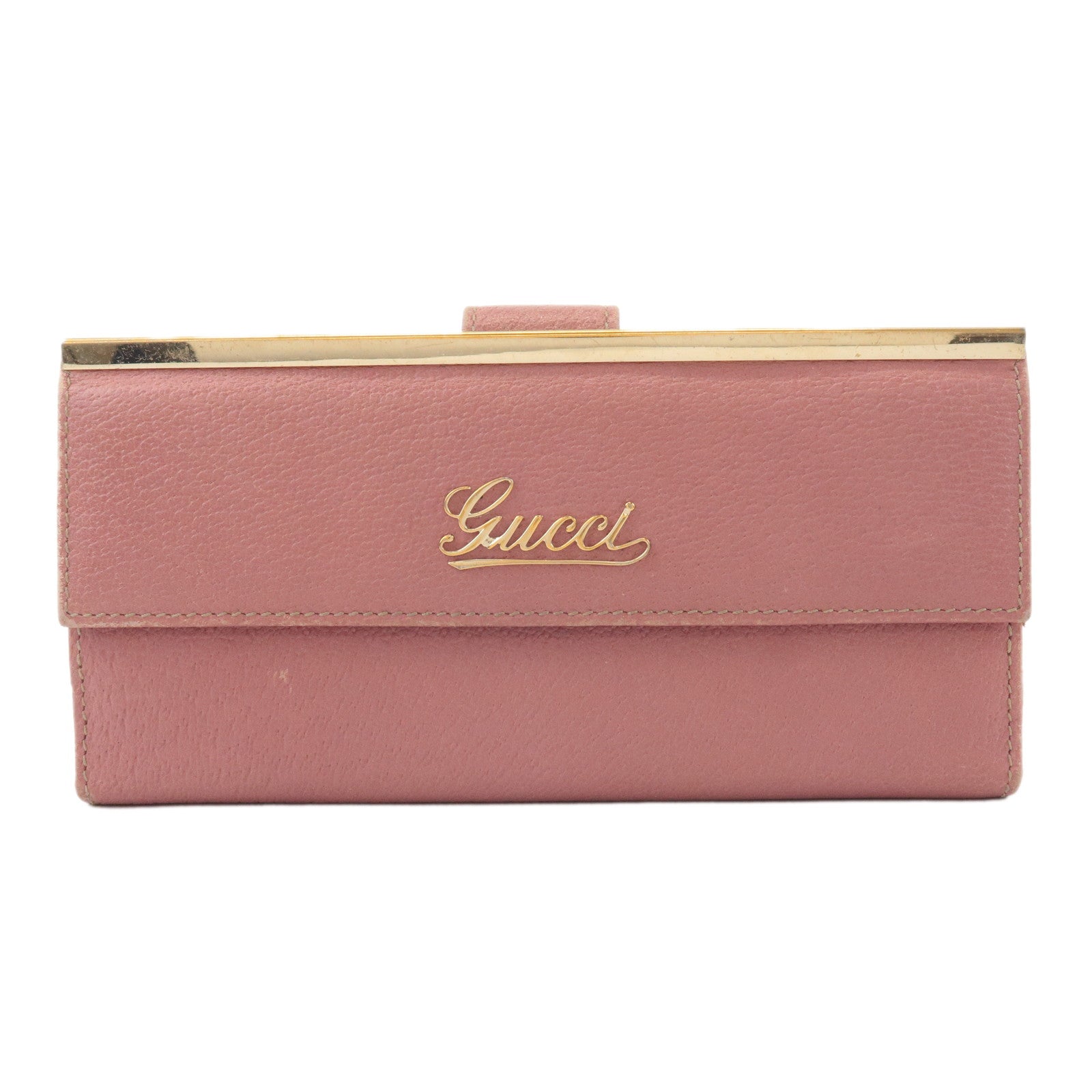 GUCCI-Leather-Bi-fold-Long-Wallet-Pink-170370