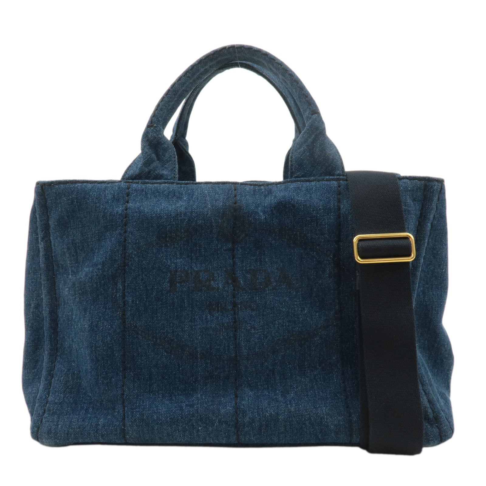 PRADA-Canapa-Denim-2Way-Bag-Hand-Bag-Shoulder-Bag-Blue-B2642B