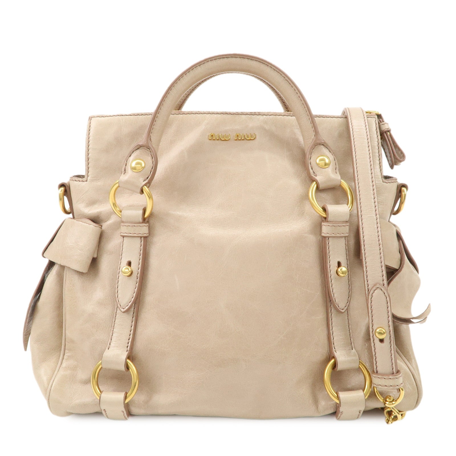 MIU-MIU-Leather-Ribbon-2Way-Bag-Hand-Bag-Shoulder-Bag-Beige-RT0438