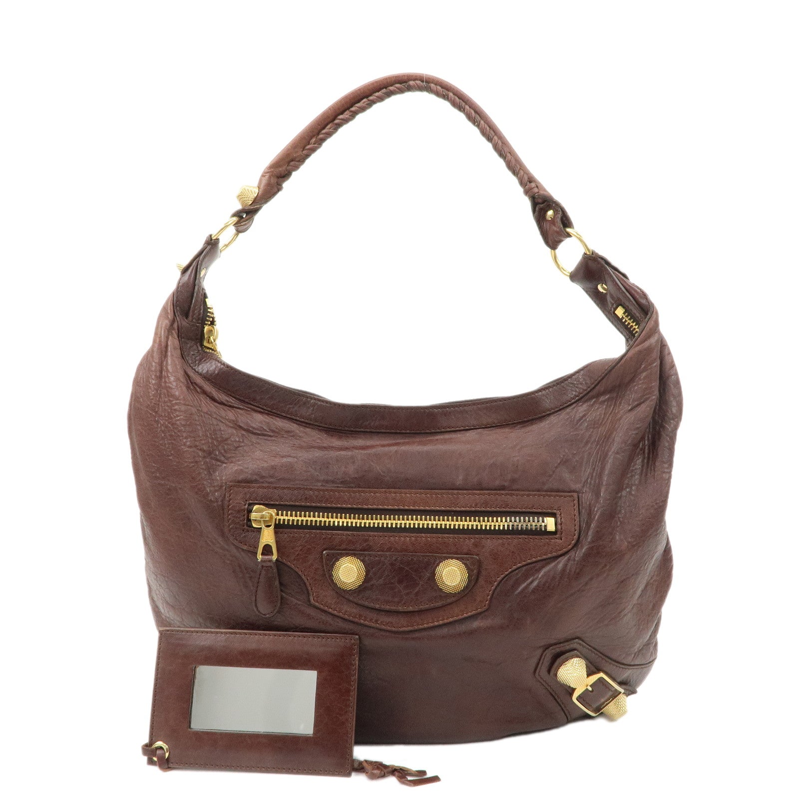 BALENCIAGA-Leather-Shoulder-Bag-Brown-497717