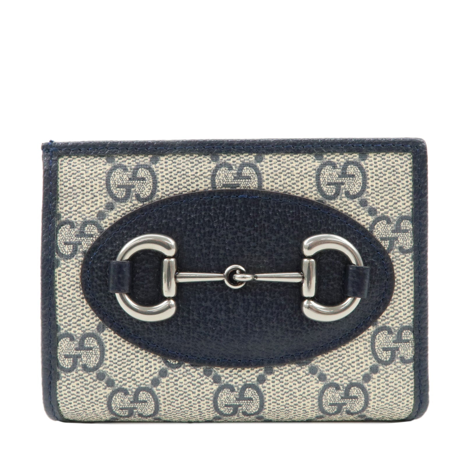 GUCCI-Horsebit-GG-Supreme-Leather-Compact-Wallet-Navy-621887