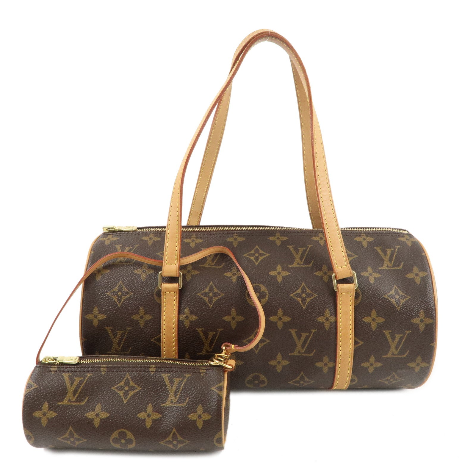 Louis-Vuitton-Monogram-Papillon-30-Hand-Bag-&-Pouch-Brown-M51385