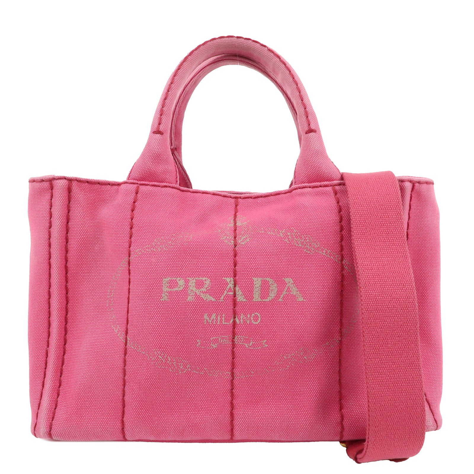 PRADA Canapa Mini Canvas 2Way Bag Tote Bag Pink 1BG439