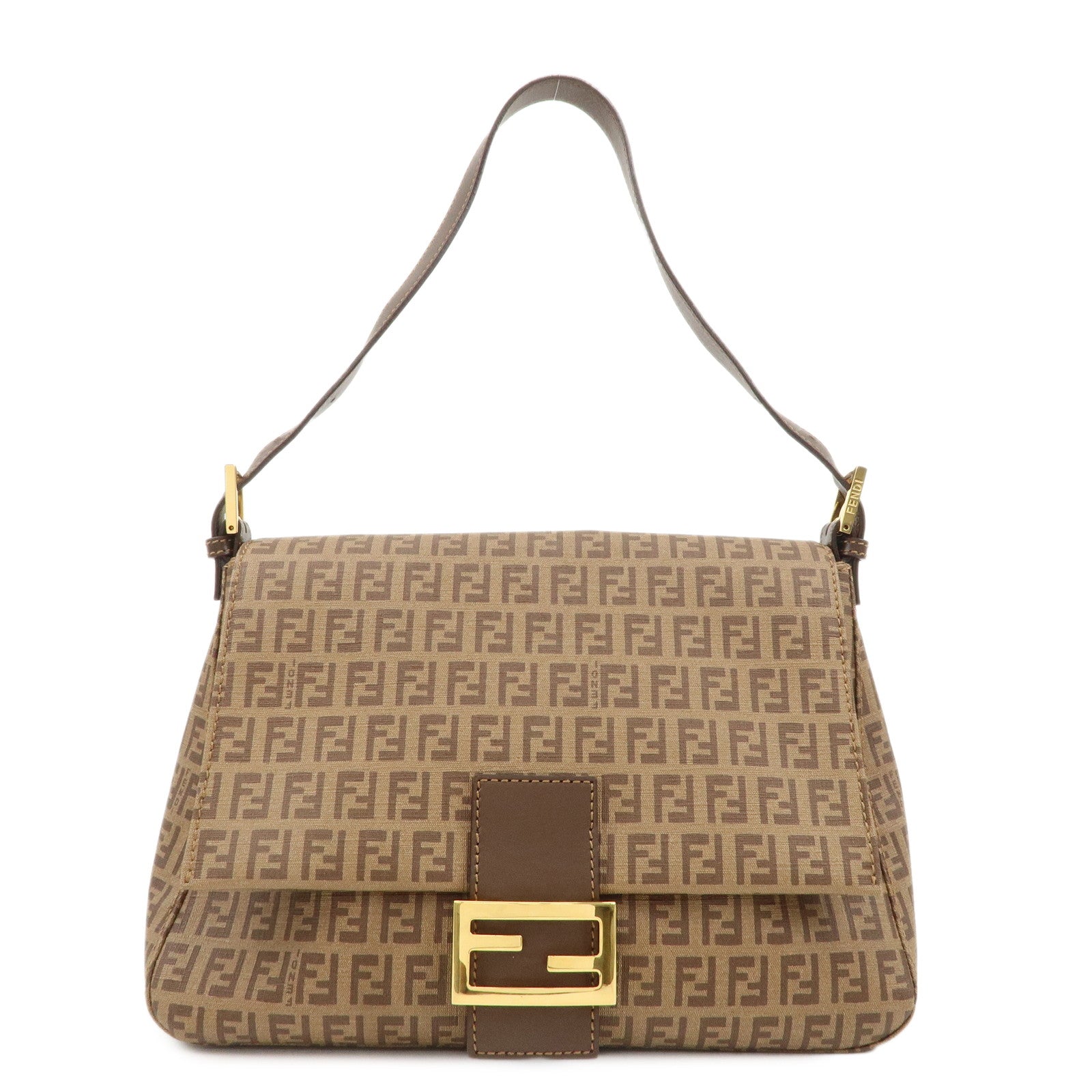 FENDI-Mamma-Baguette-Zucchino-Canvas-PVC-Leather-Shoulder-Bag