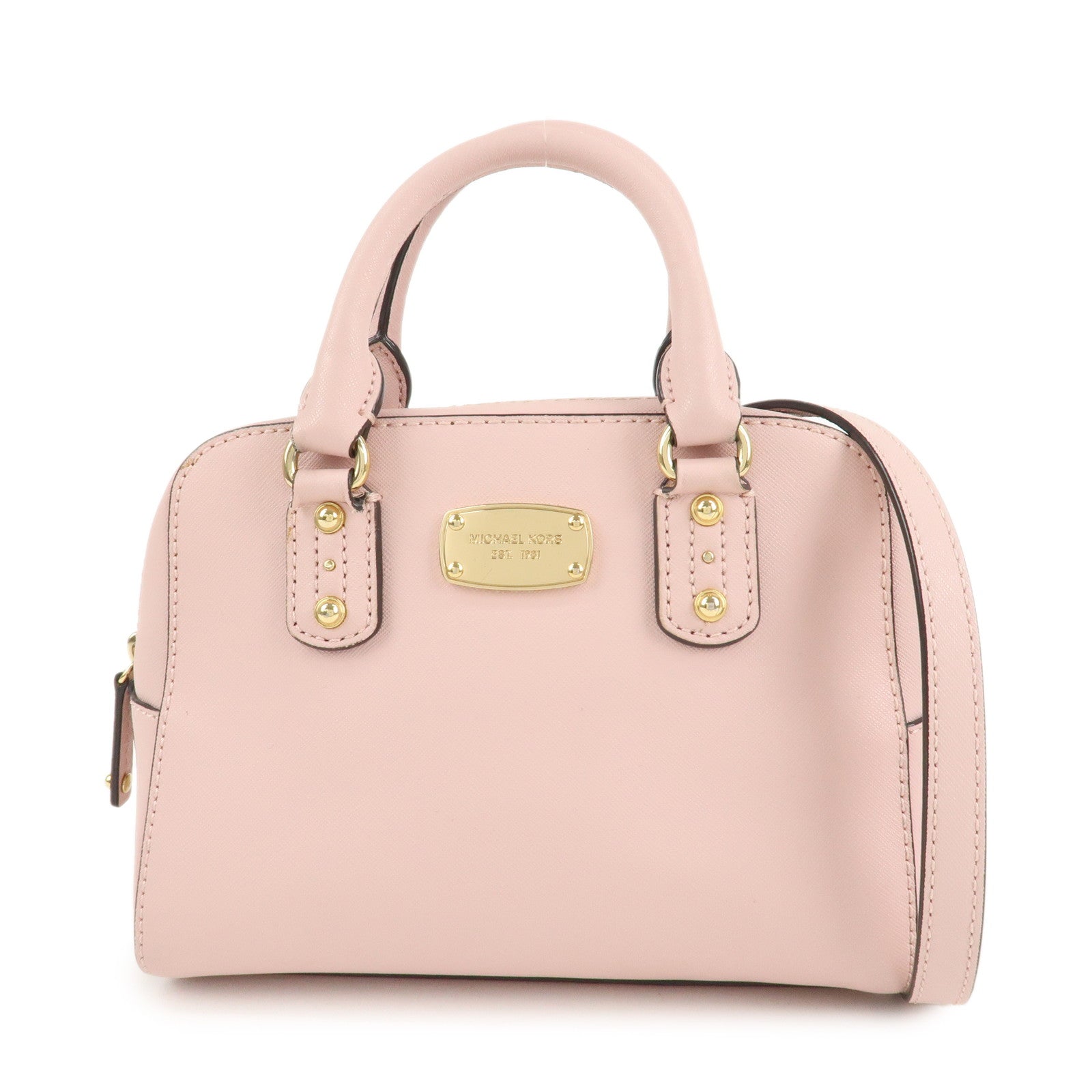 MICHAEL-KORS-Logo-Leather-2way-Hand-Bag-Shoulder-Bag-Pink