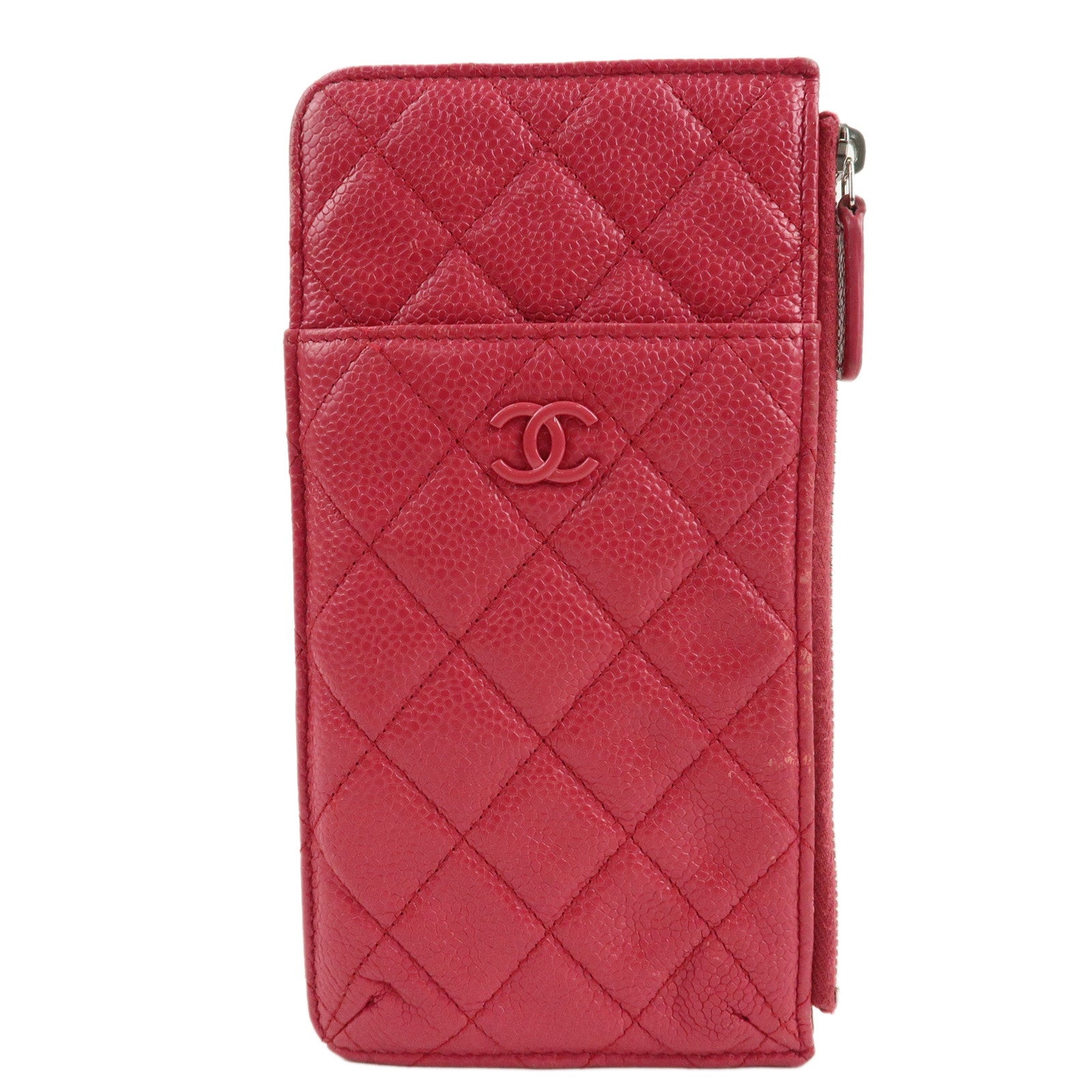 CHANEL-Matelasse-Caviar-Skin-Phone-&-Card-Case-Pink-AP0225