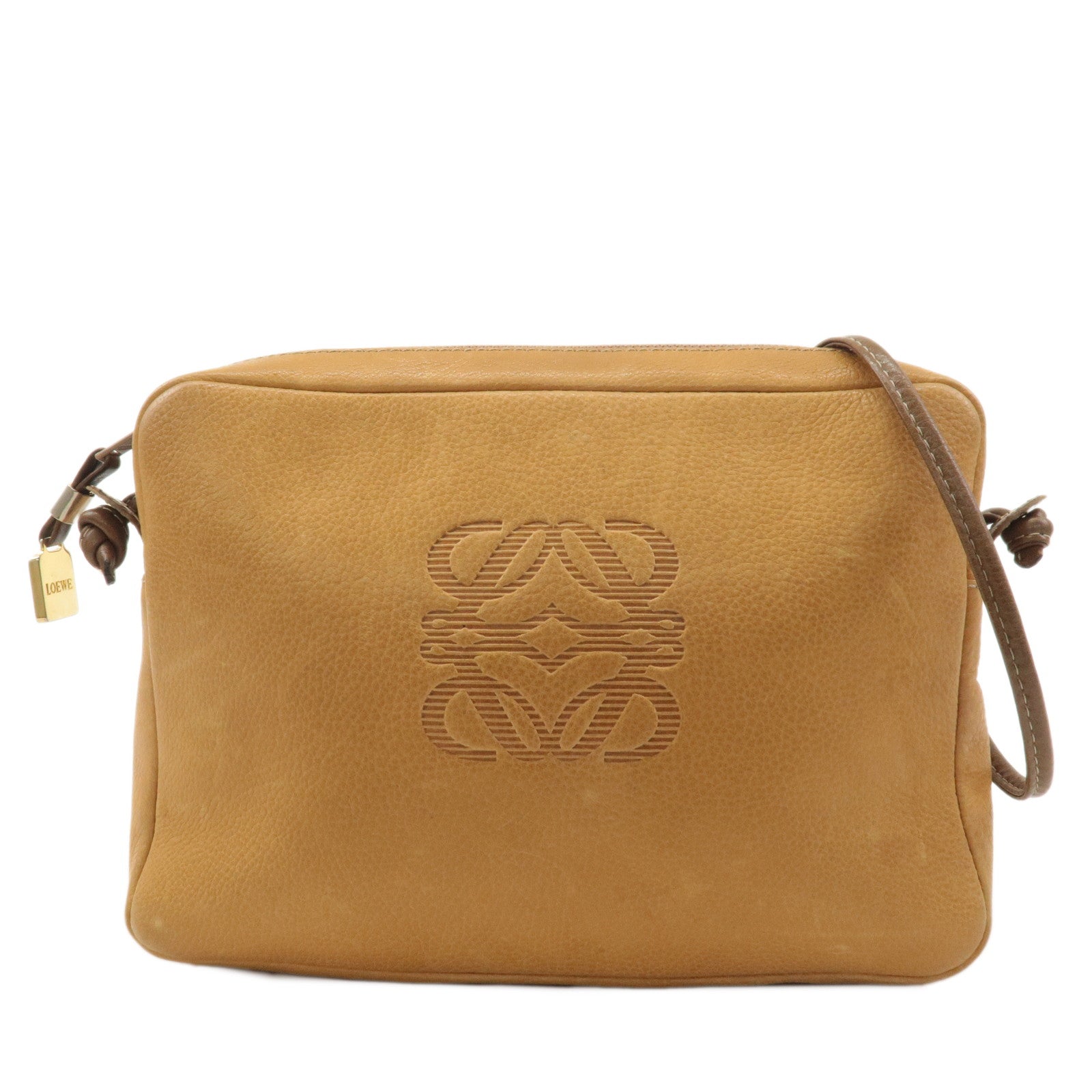 LOEWE-Anagram-Leather-Shoulder-Bag-Crosbody-Bag-Beige-Brown