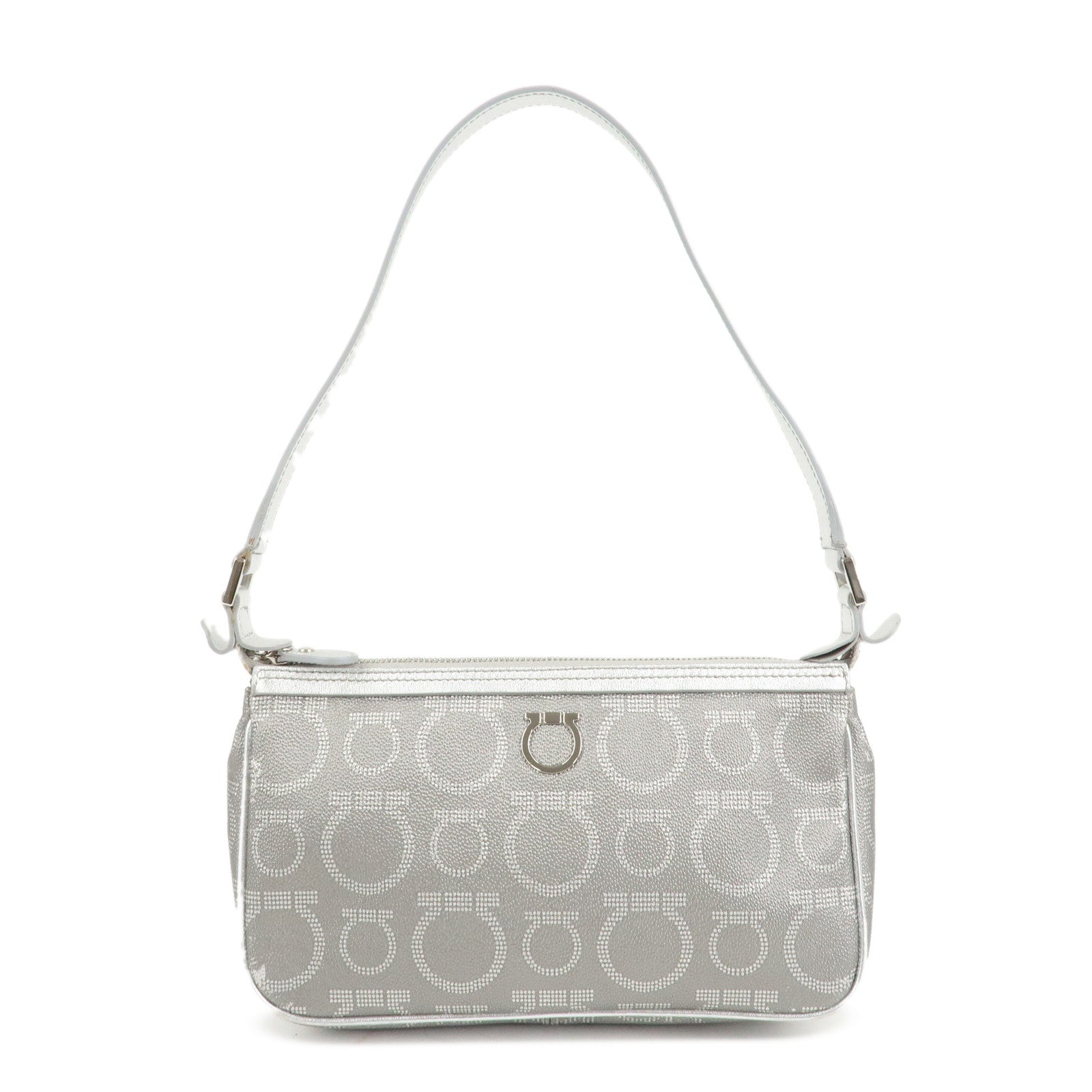 Ferragamo-Gancini-Leather-One-Shoulder-Bag-Silver-Silver-Hardware