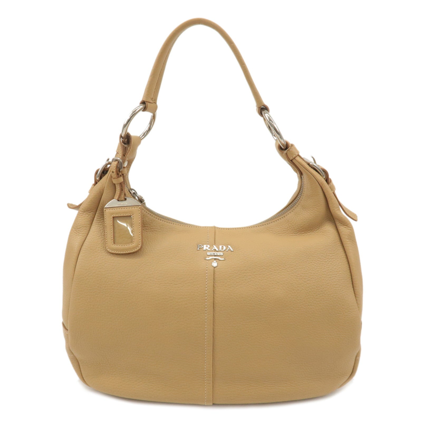 PRADA-Logo-Leather-One-Shoulder-Bag-Hand-Bag-Beige-BR4373