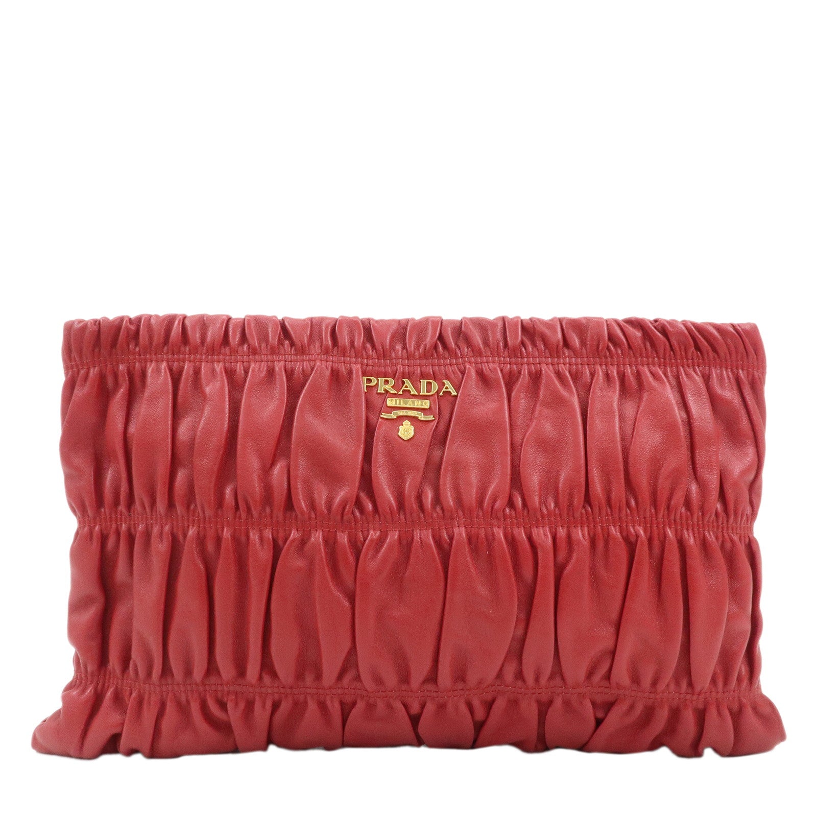 PRADA-Leather-Clutch-Bag-Red