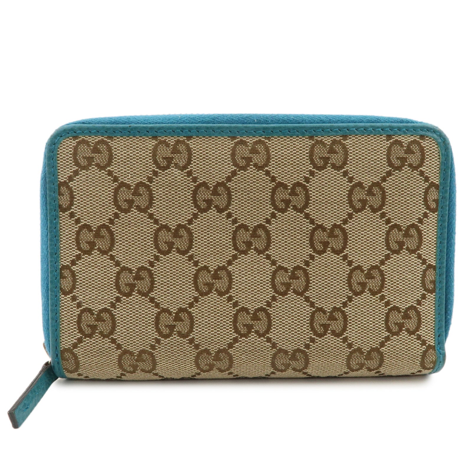 GUCCI-Leather-Round-Zipper-Bi-fold-Wallet-Beige-Blue-420113