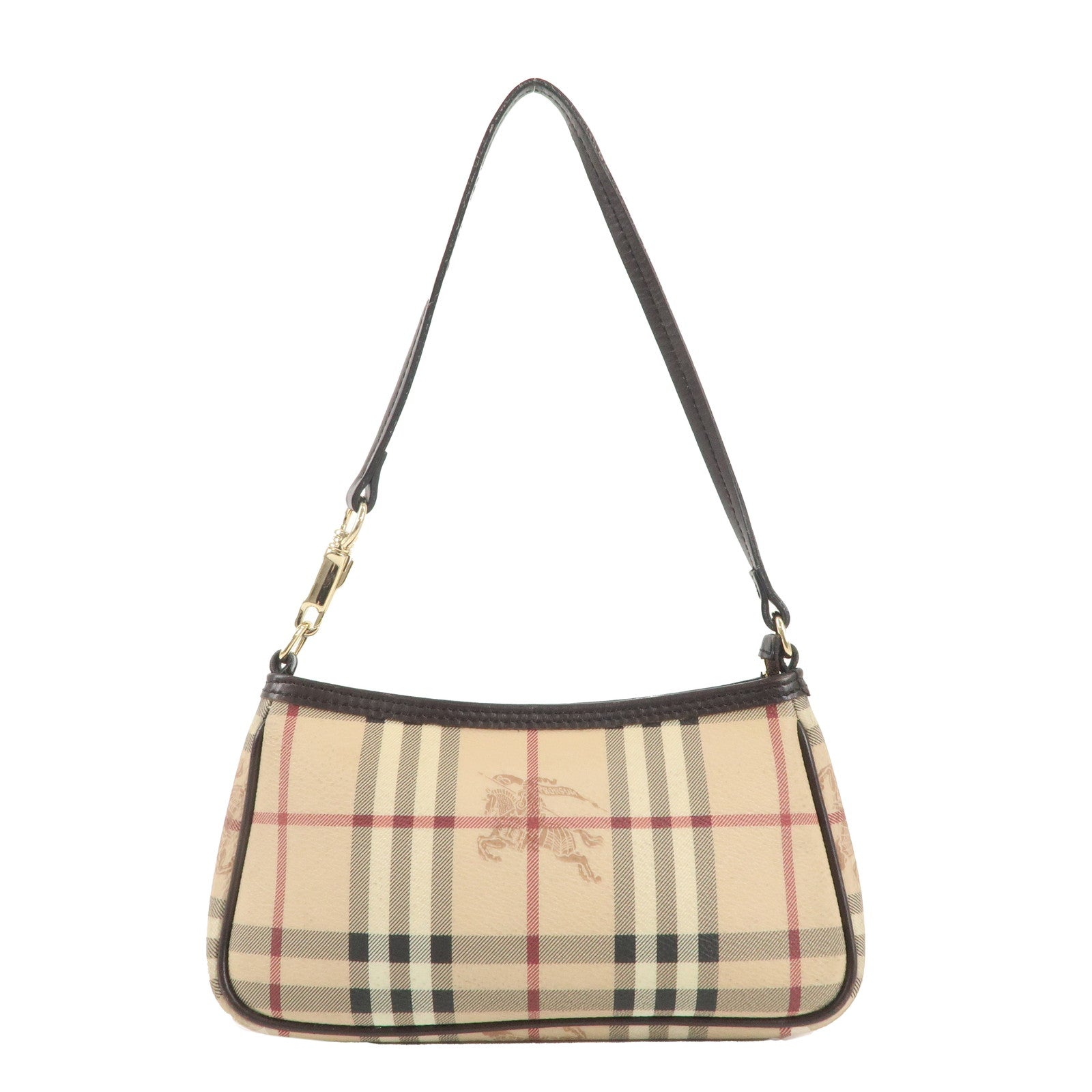 BURBERRY-PVC-Leather-Nova-Plaid-Accessoires-Pouch-Beige-Brown