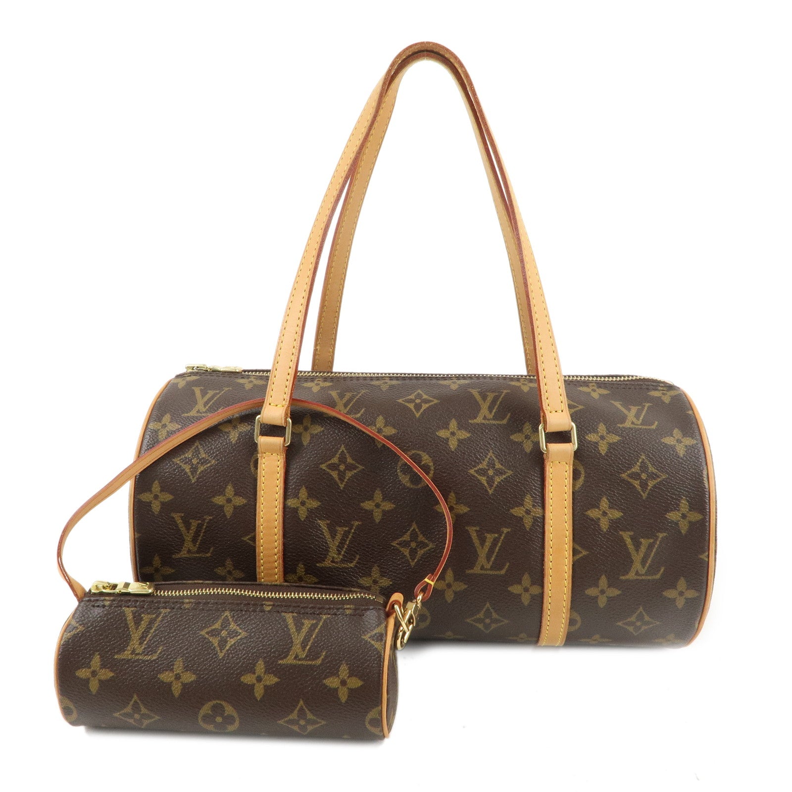 Louis Vuitton Monogram Papillon 30 Hand Bag 
Pouch Brown M51385