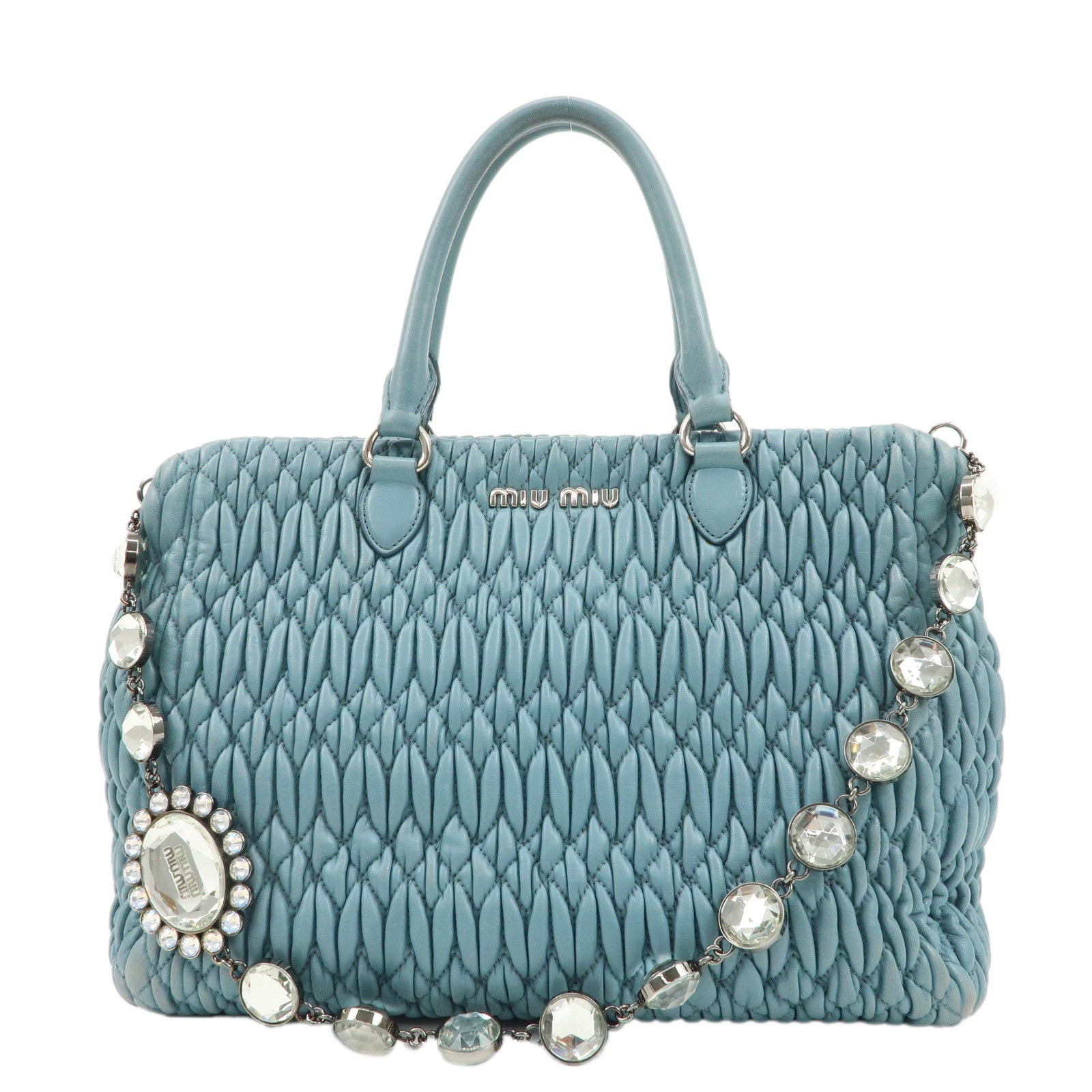 MIU-MIU-Matelasse-Nappa-Crystal-Leather-2WAY-Bag-RN0958-