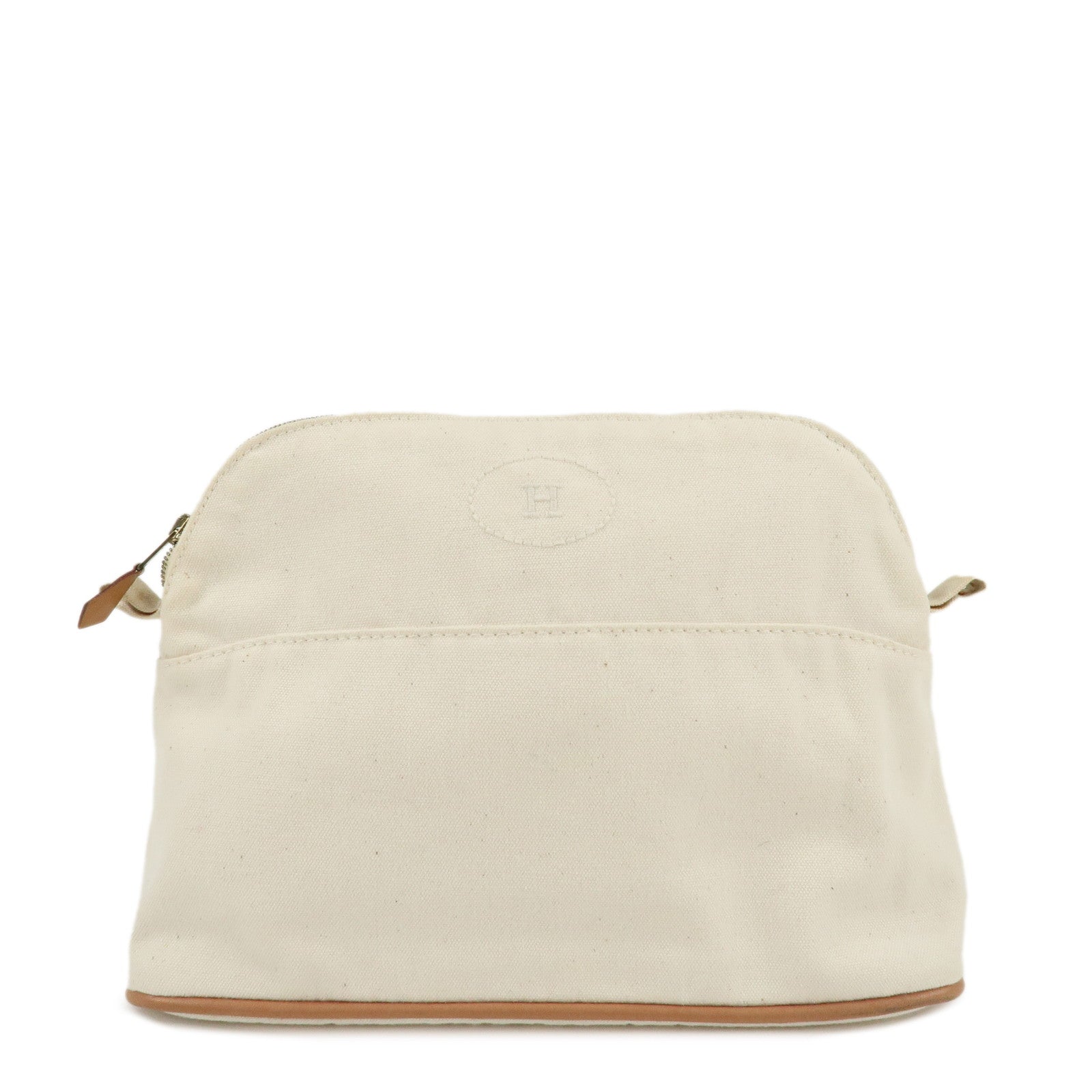 HERMES-Canvas-Leather-Bolide-Pouch-MM-Ivory