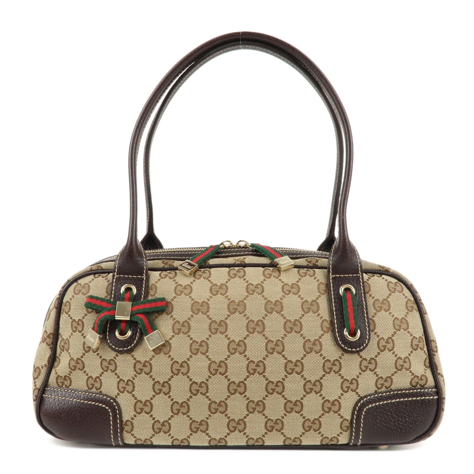 GUCCI-Princy-Sherry-GG-Canvas-Leather-Shoulder-Bag-Hand-Bag-161720