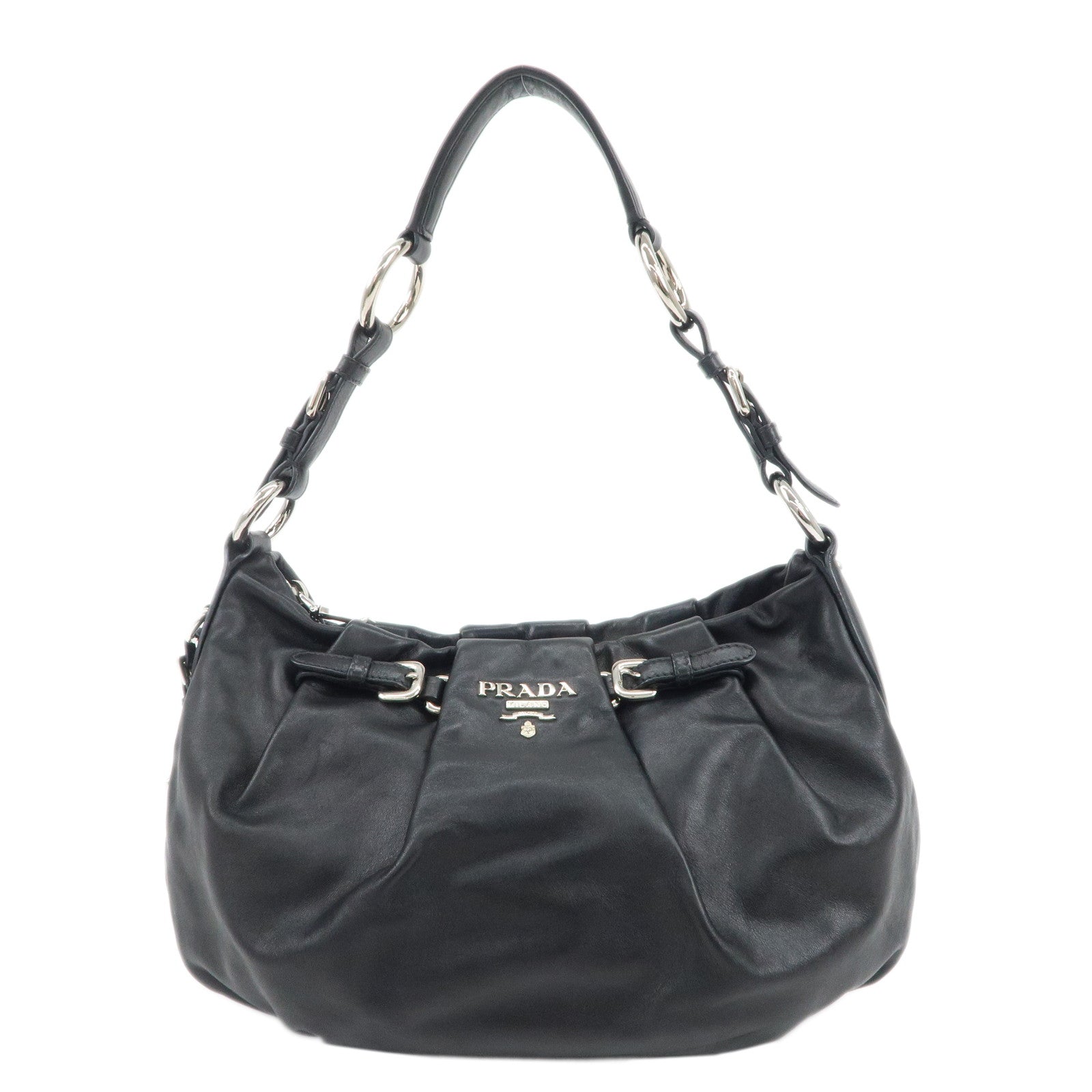 PRADA-Soft-Calf-Leather-Shoulder-Bag-Black-BR3795