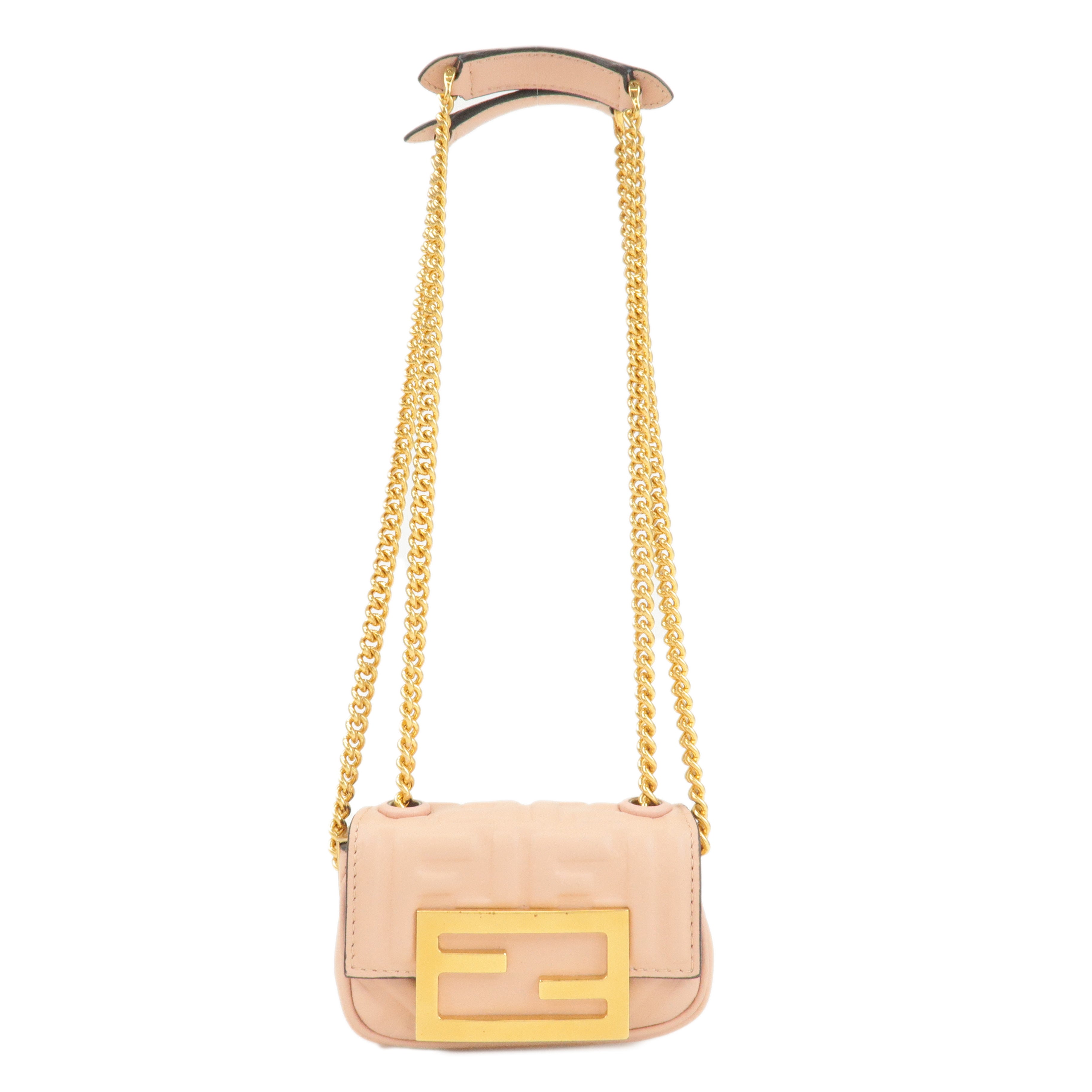 FENDI-Leather-Nano-Baguette-Chain-Shoulder-Bag-Baby-Pink-7AS143