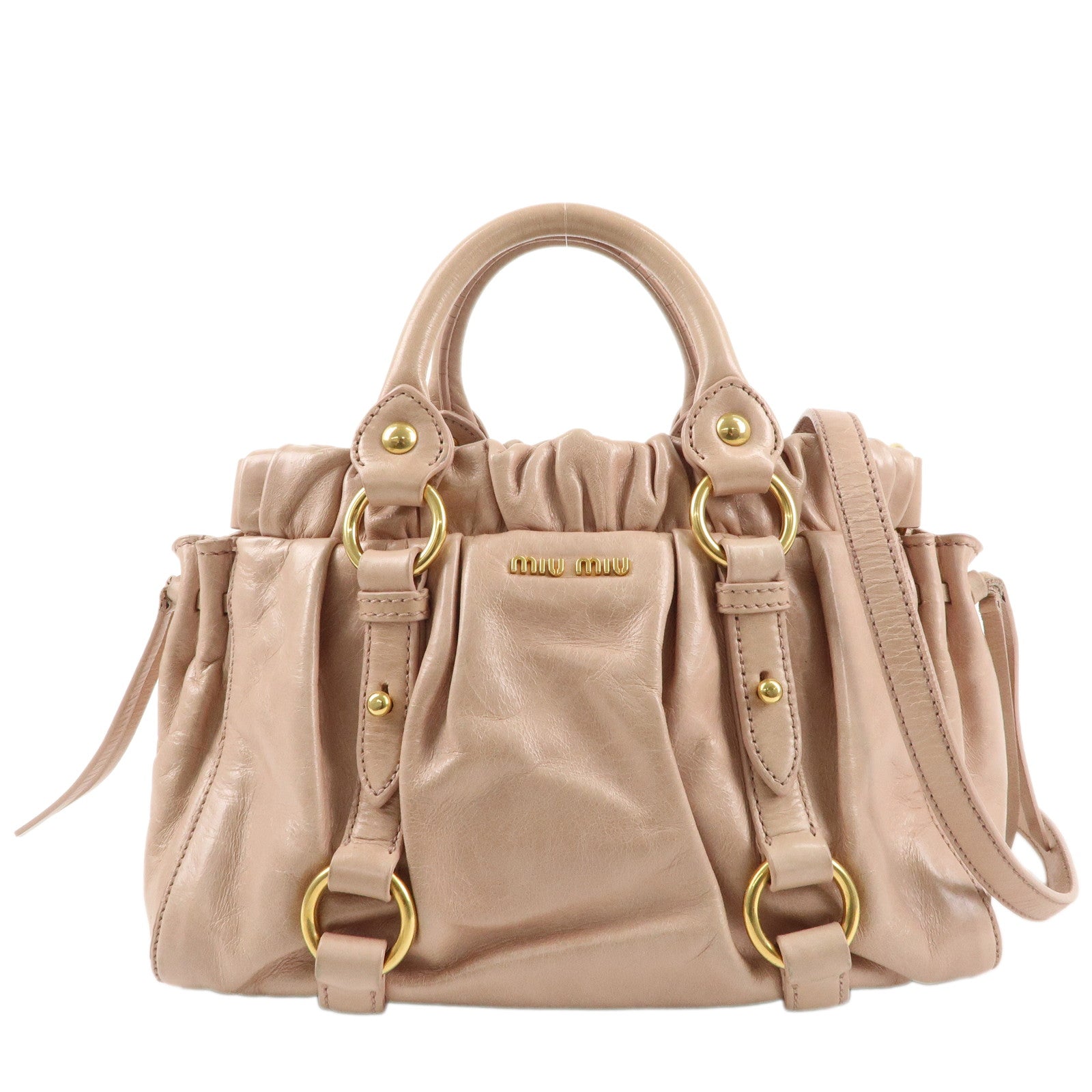 MIU-MIU-Leather-2WAY-Bag-Hand-Bag-Shoulder-Bag-Pink