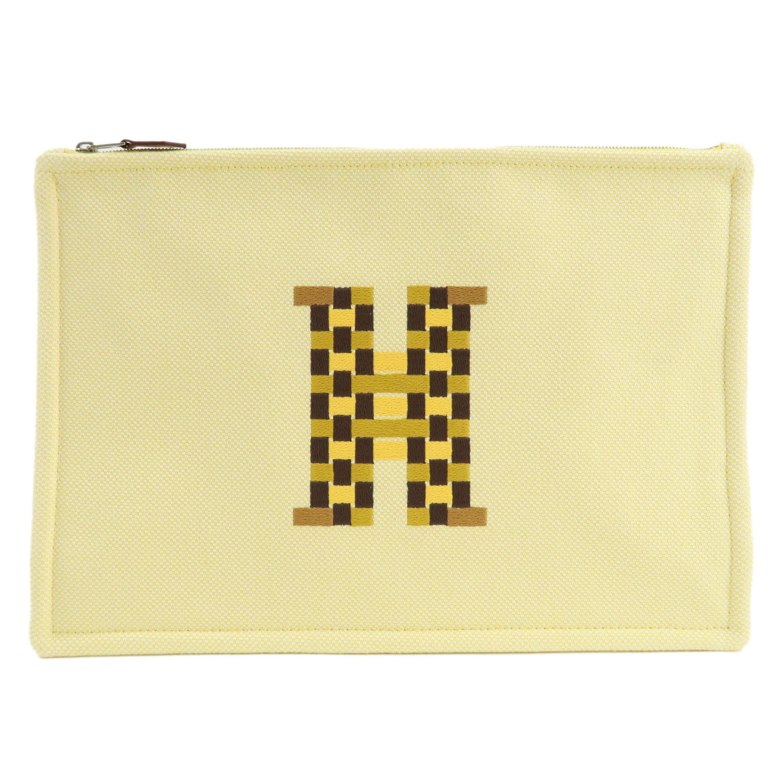 HERMES-Canvas-Leather-H-Tissage-Yellow-Brown