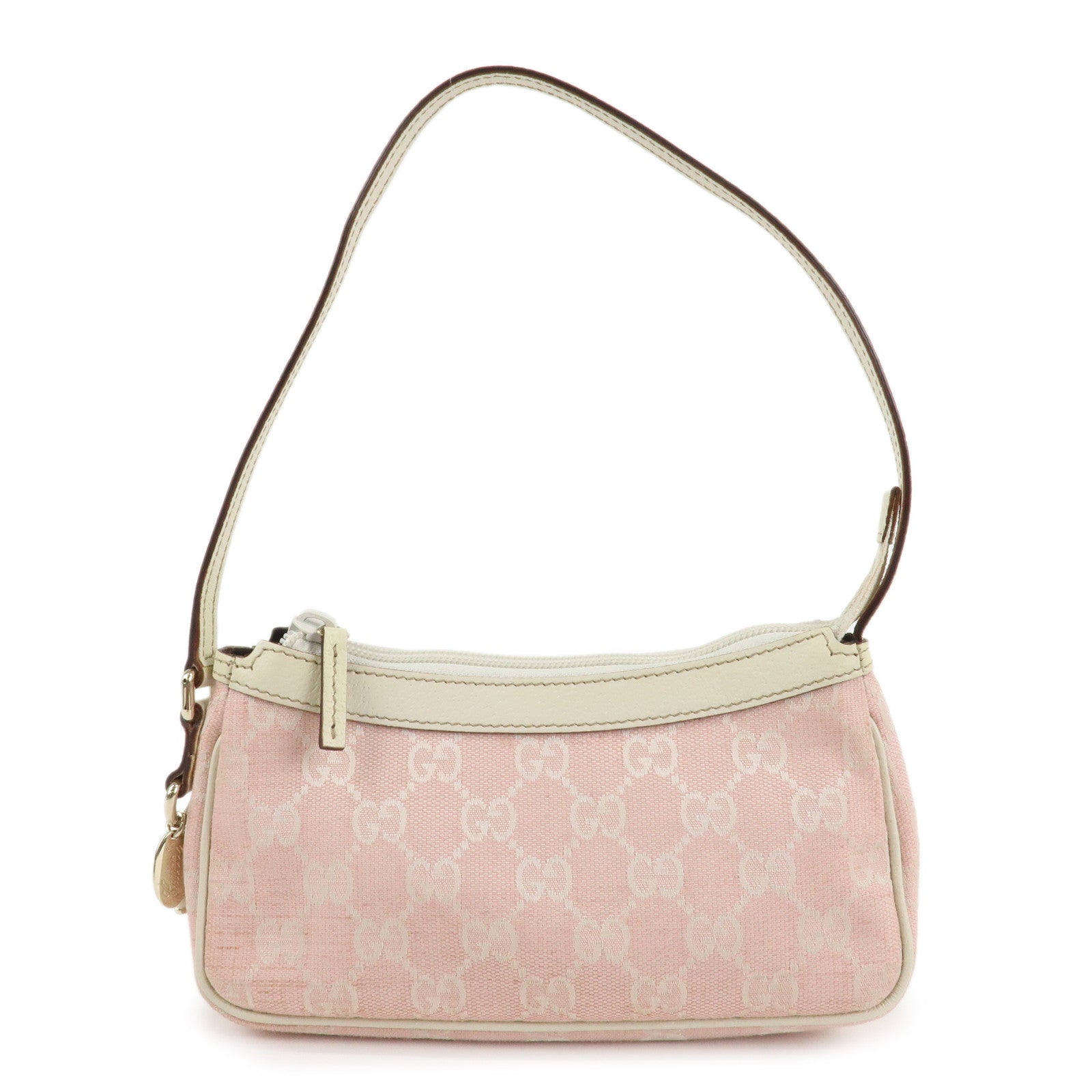 GUCCI-GG-Canvas-Leather-Pouch-Shoulder-Bag-Pink-Ivory-154432-