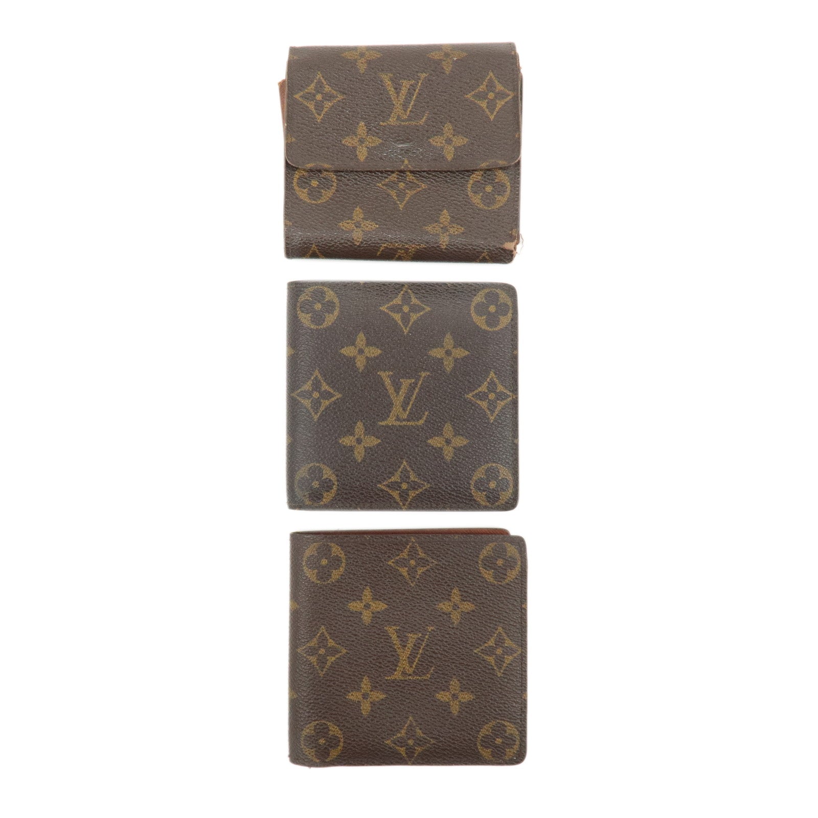 Louis-Vuitton-Monogram-Set-of-3-Bi-fold-Wallet-M61654-M61675