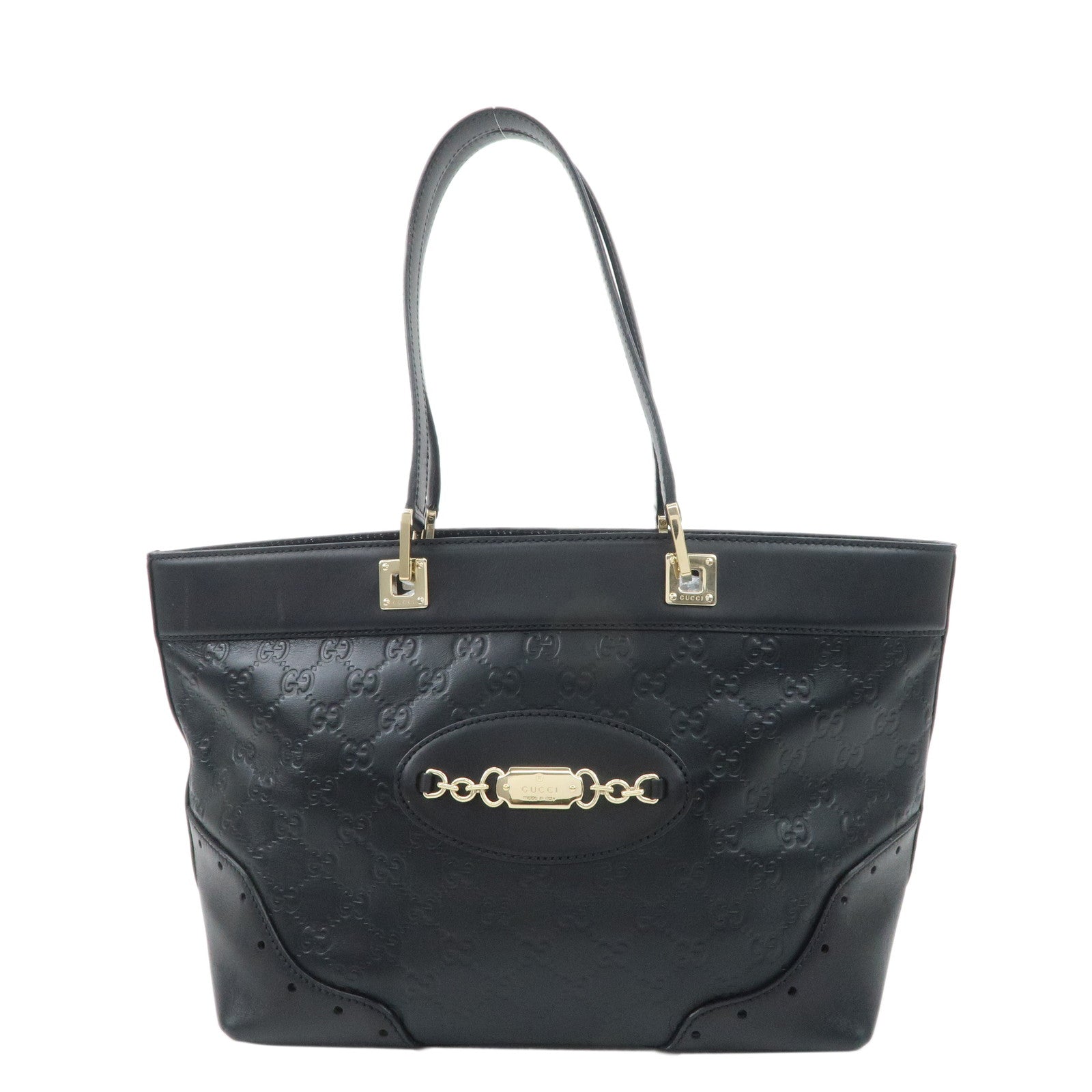 GUCCI-Guccissima-Leather-Tote-Bag-Hand-Bag-Black-145993