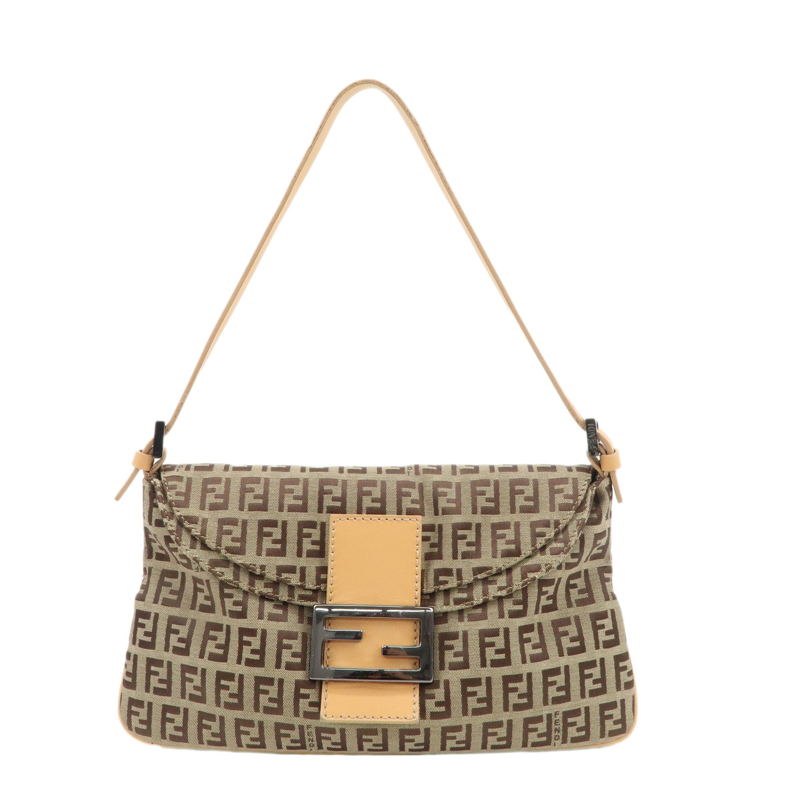 FENDI-Mamma-Baguette-Zucchino-Canvas-Leather-Shoulder-Bag-8BR009