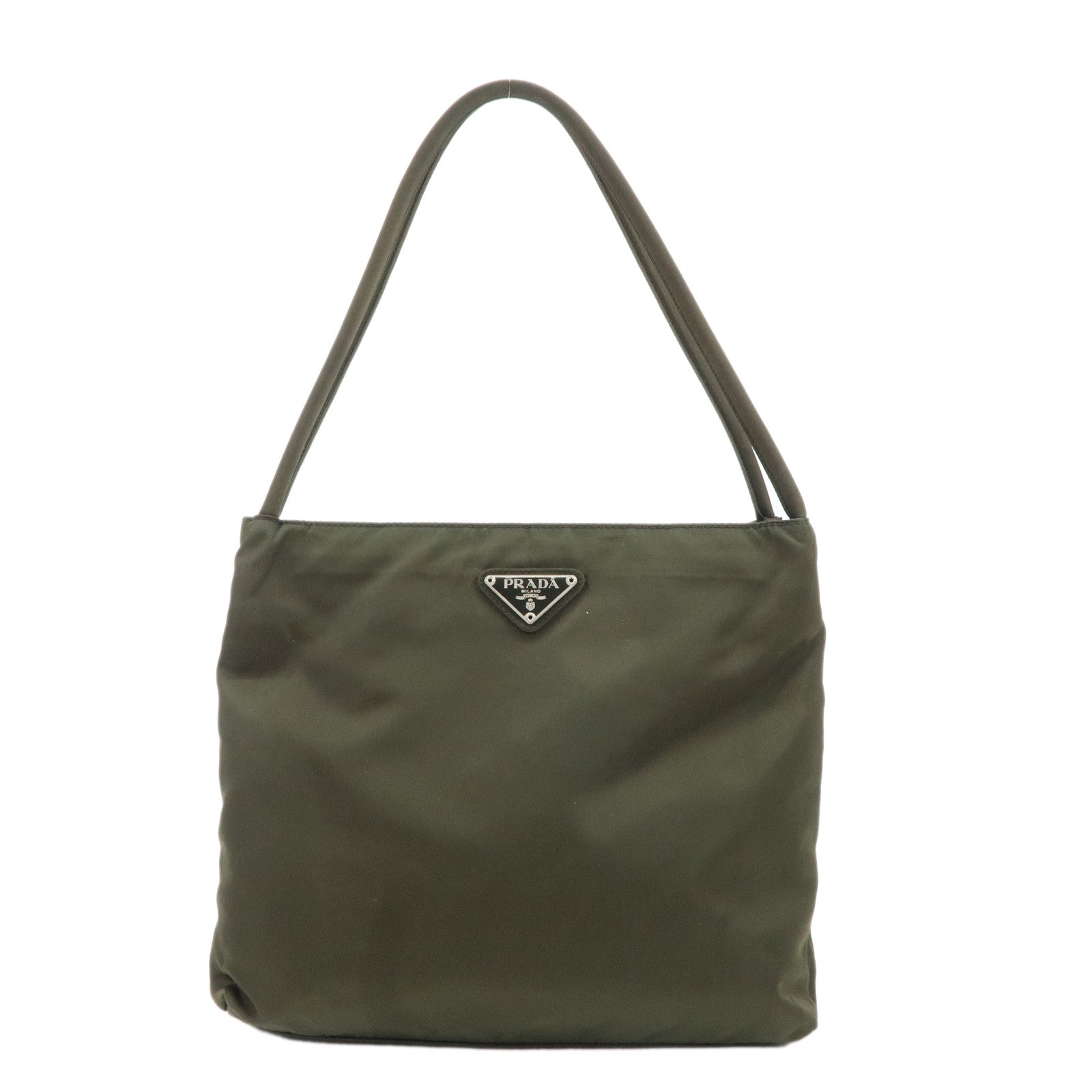 PRADA-Nylon-Tote-Bag-Shoulder-Bag-Khaki-K3093