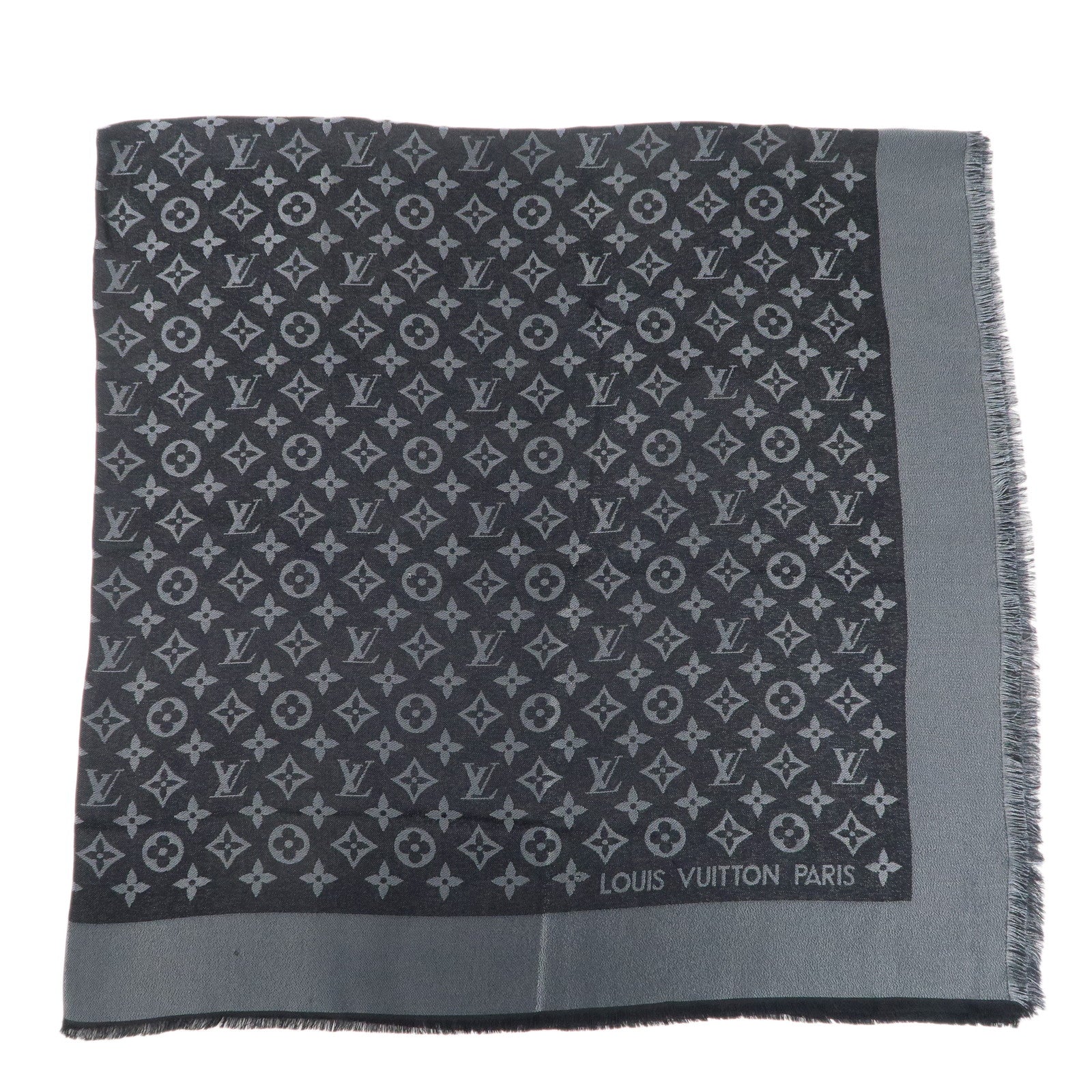 Louis-Vuitton-Shawl-Monogram-Shine-Stole-Scarf-Noir-Black-401910