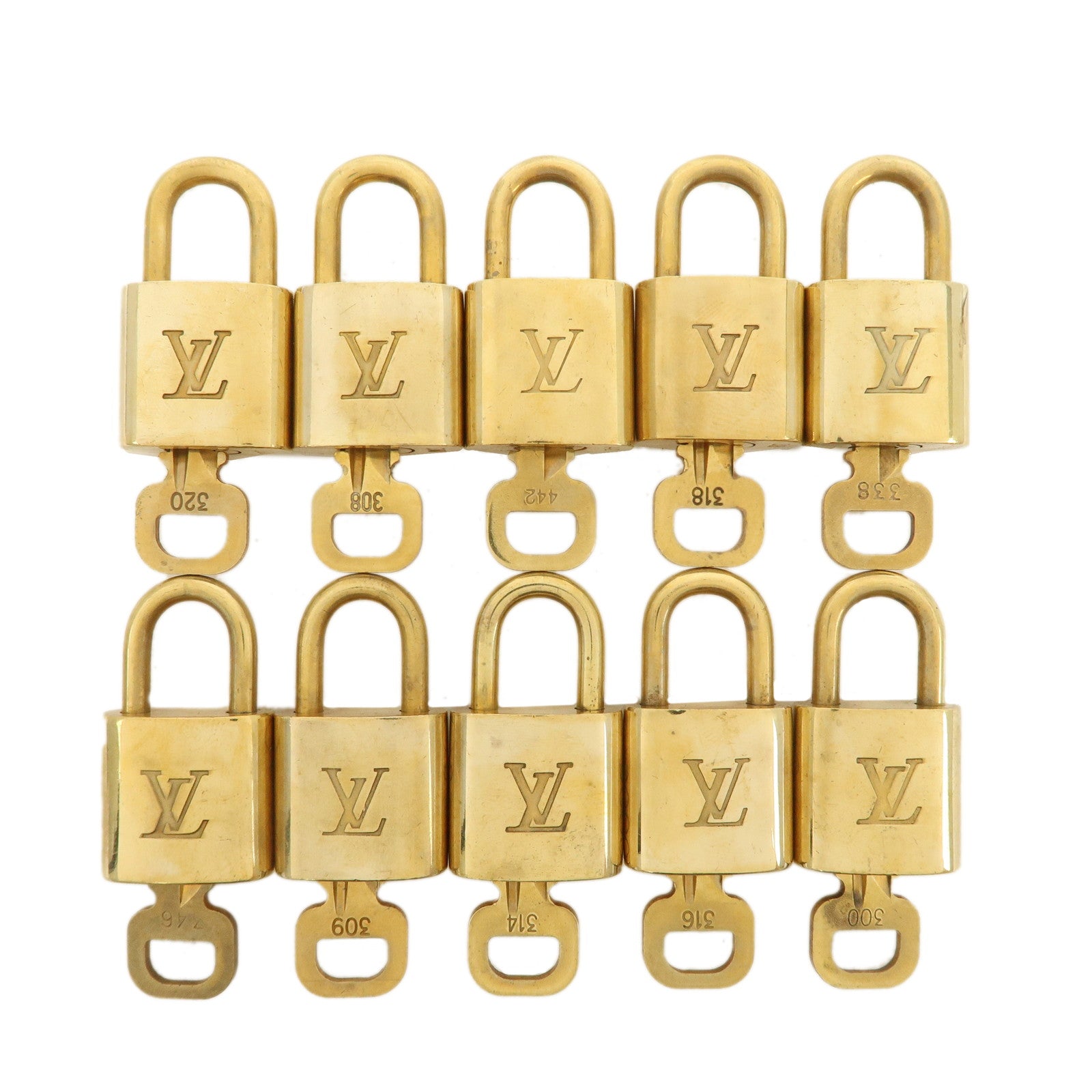 Louis-Vuitton-Set-of-10-Lock-&-Key-Cadena-Key-Lock