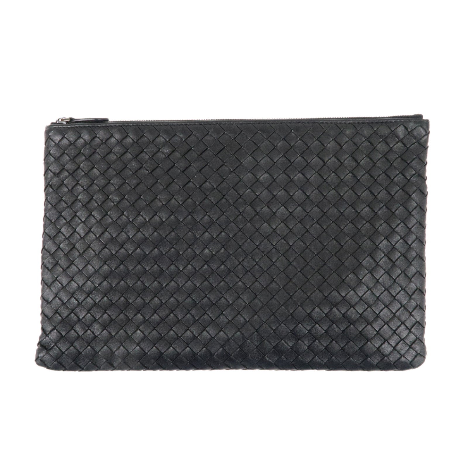 BOTTEGA-VENETA-Intrecciato-Leather-Clutch-Bag-Black-522250