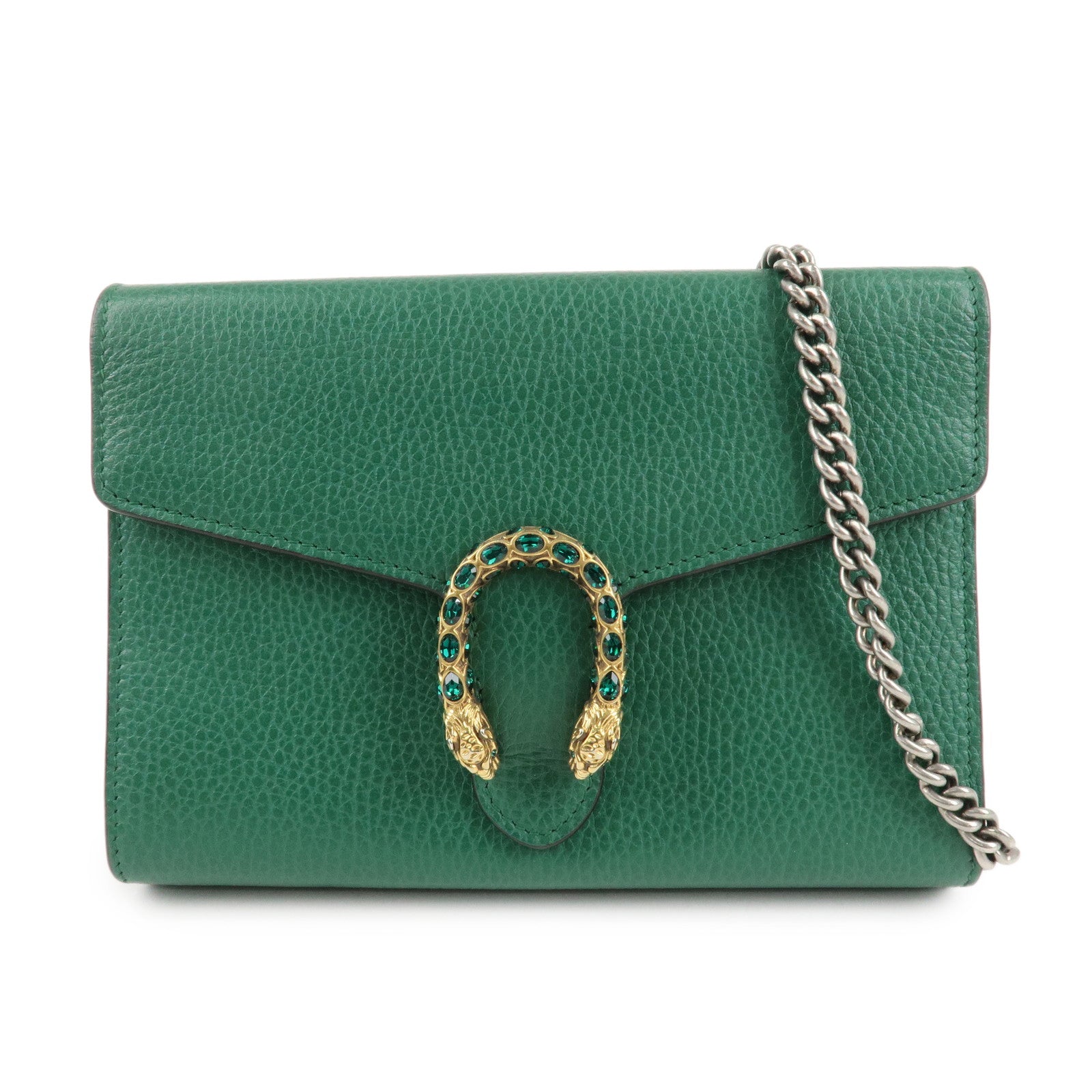 GUCCI-Dionysus-Leather-Chain-Shoulder-Bag-Green-401231