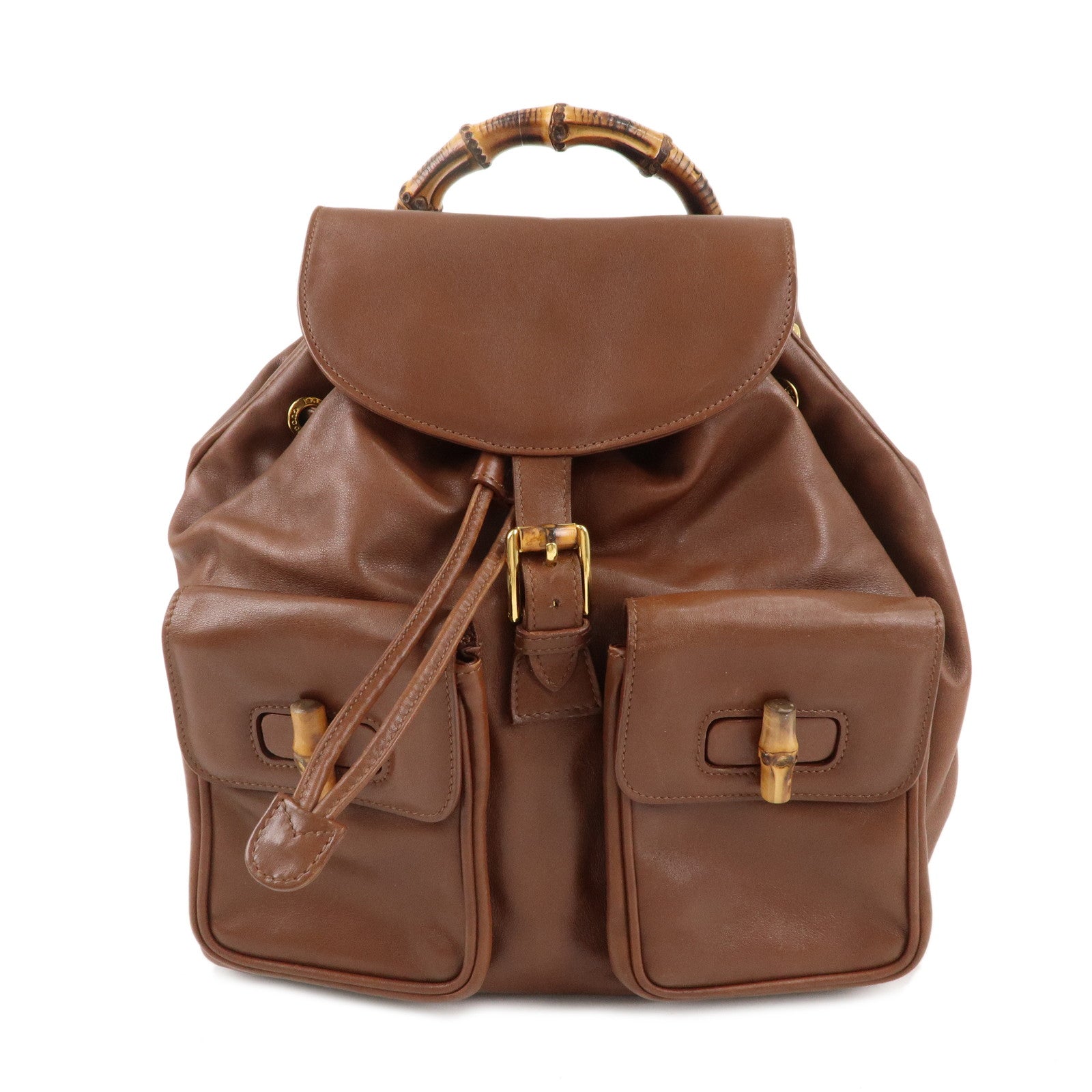 GUCCI Bamboo Leather Back Pack Brown 003.2058.0016