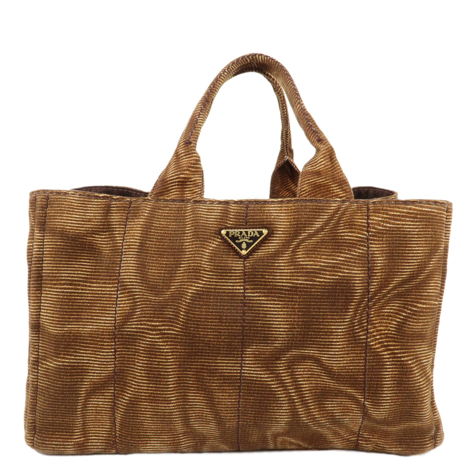 PRADA-Canapa-Large-Canvas-Tote-Bag-Hand-Bag-Brown-B1872B