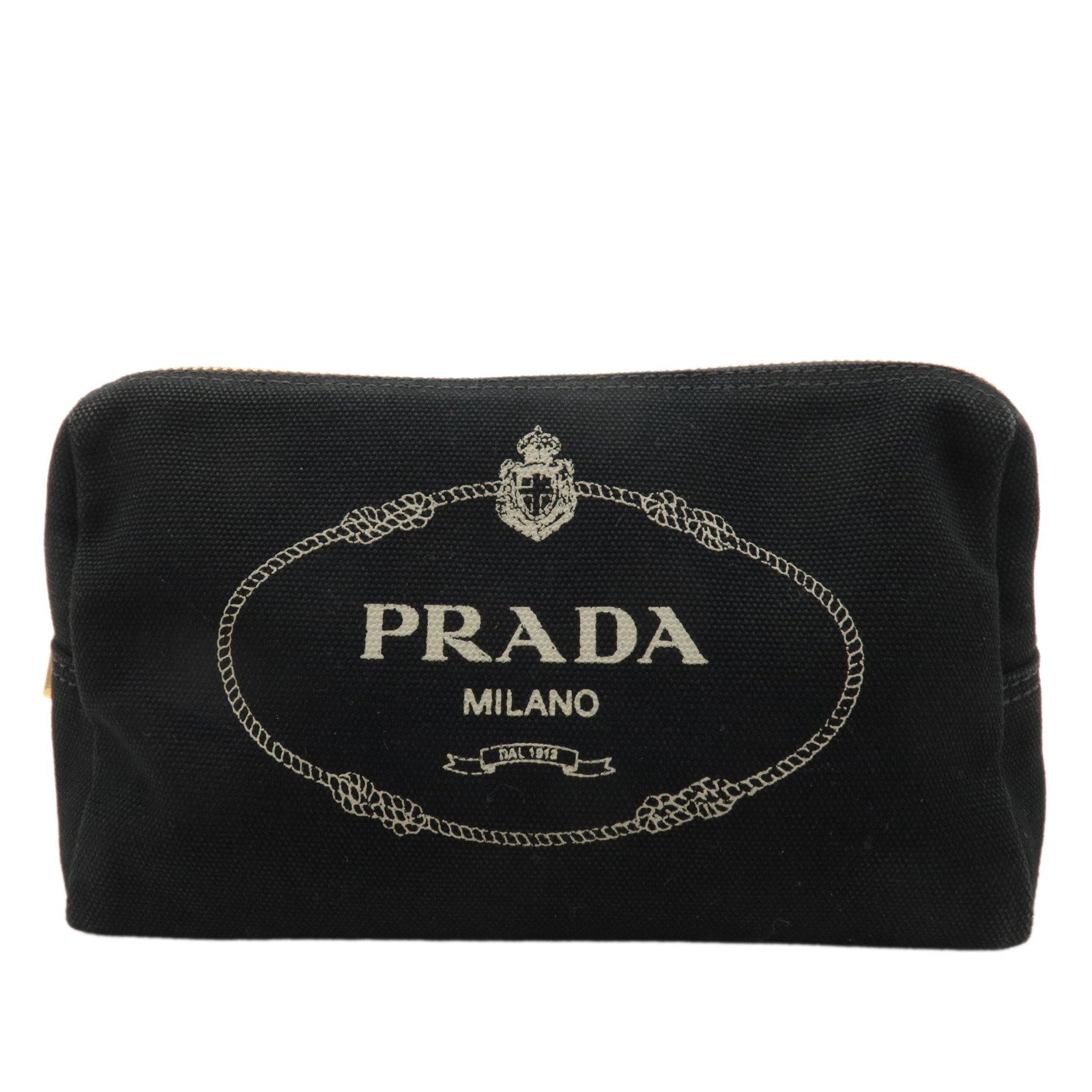 PRADA Canapa Logo Pouch Cosmetic Pouch Black 1NA693