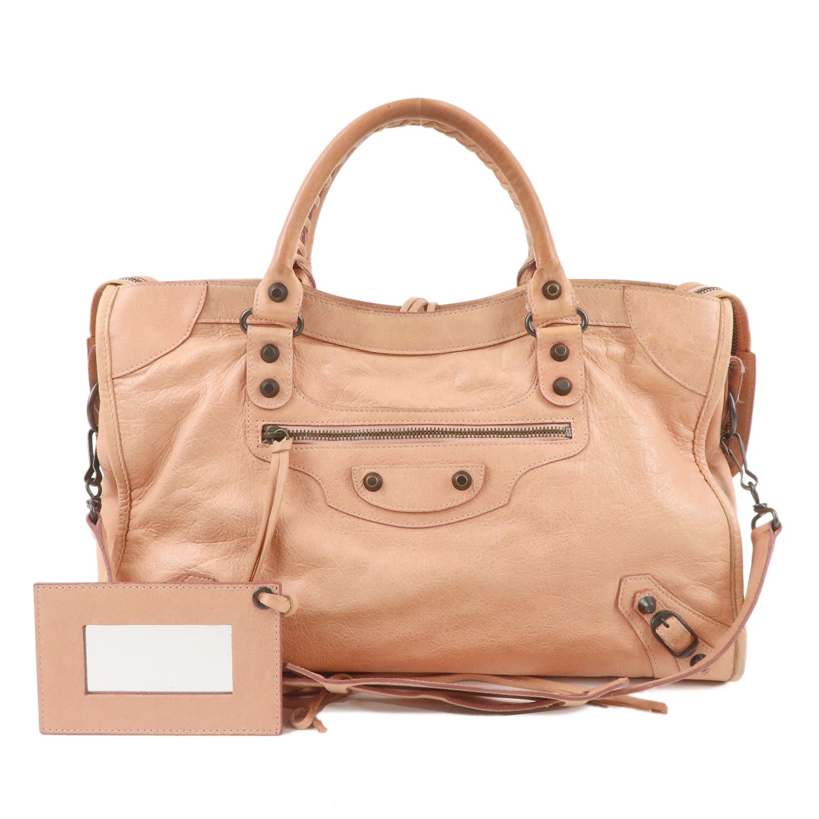 BALENCIAGA-The-City-Leather-2Way-Hand-Bag-Coral-Pink-115748