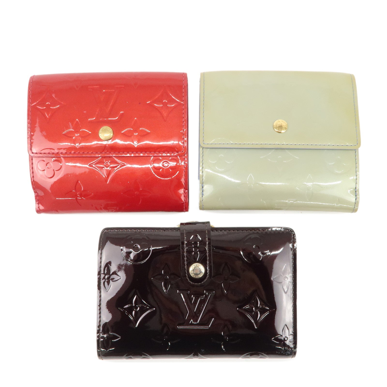 Louis-Vuitton-Monogram-Vernis-Set-of-3-Wallet-M91247-M93529-M93521