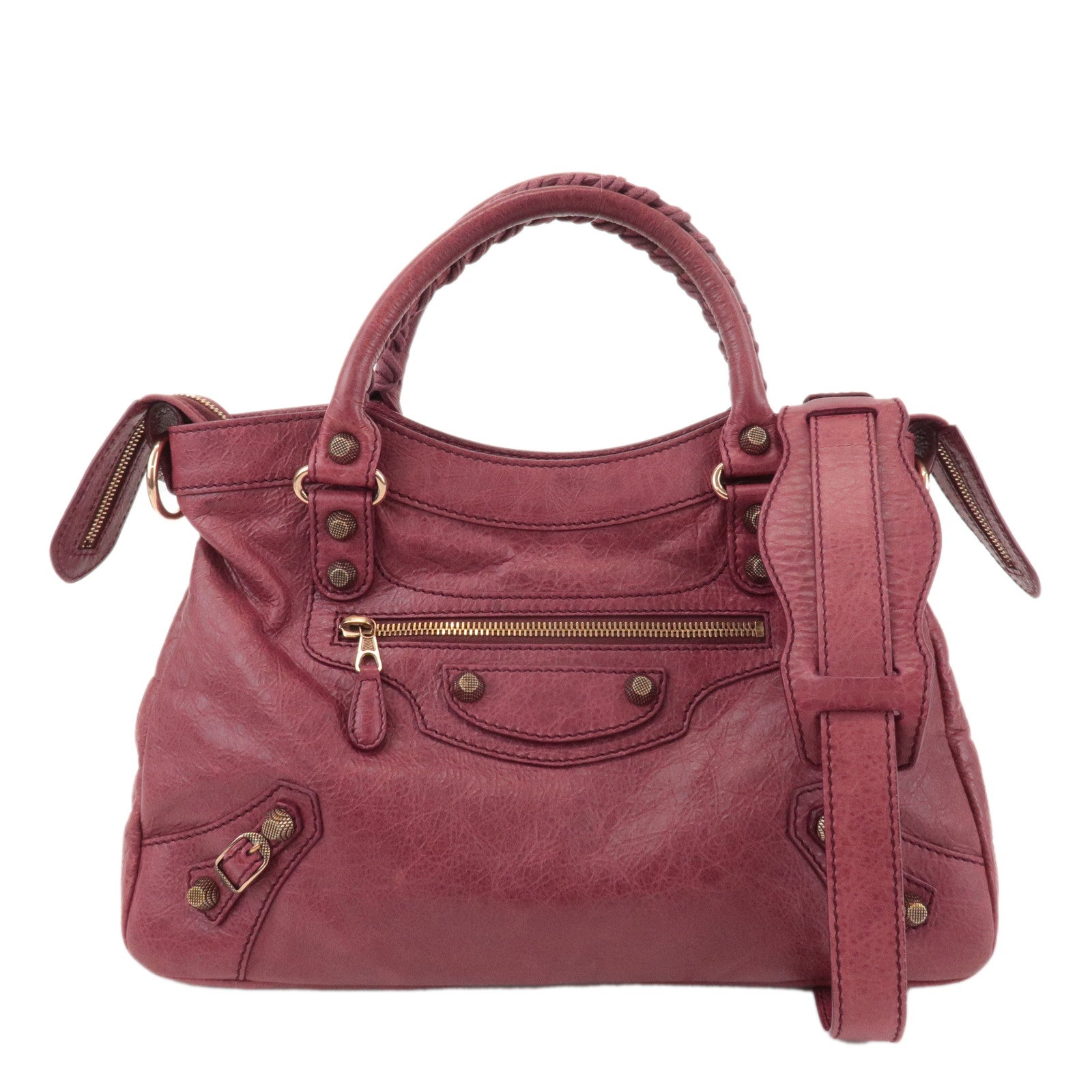 BALENCIAGA-Giant-Town-Leather-2Way-Hand-Bag-Wine-Red-285434