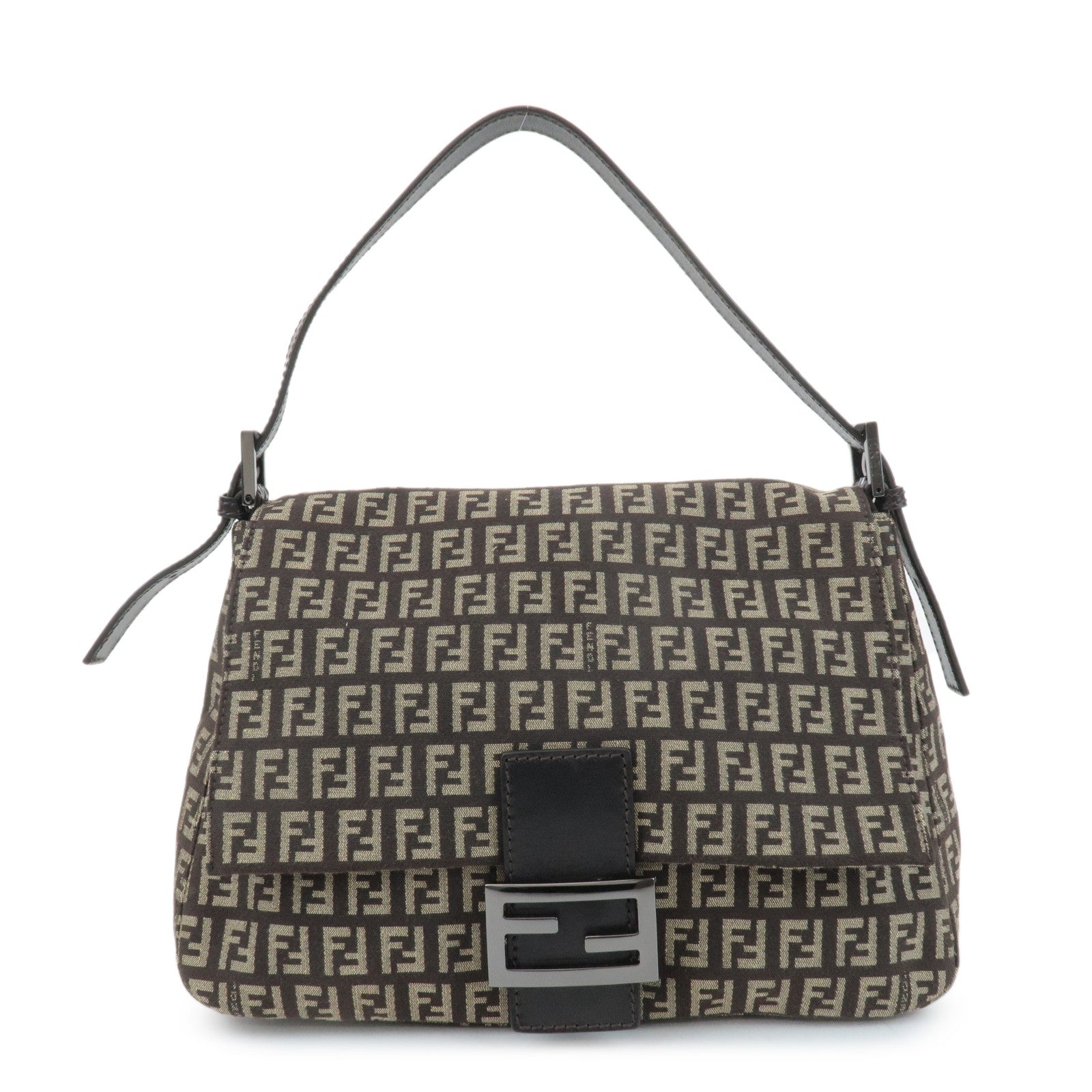 FENDI-Mamma-Baguette-Zucchino-Canvas-Leather-Shoulder-Bag-8BR001