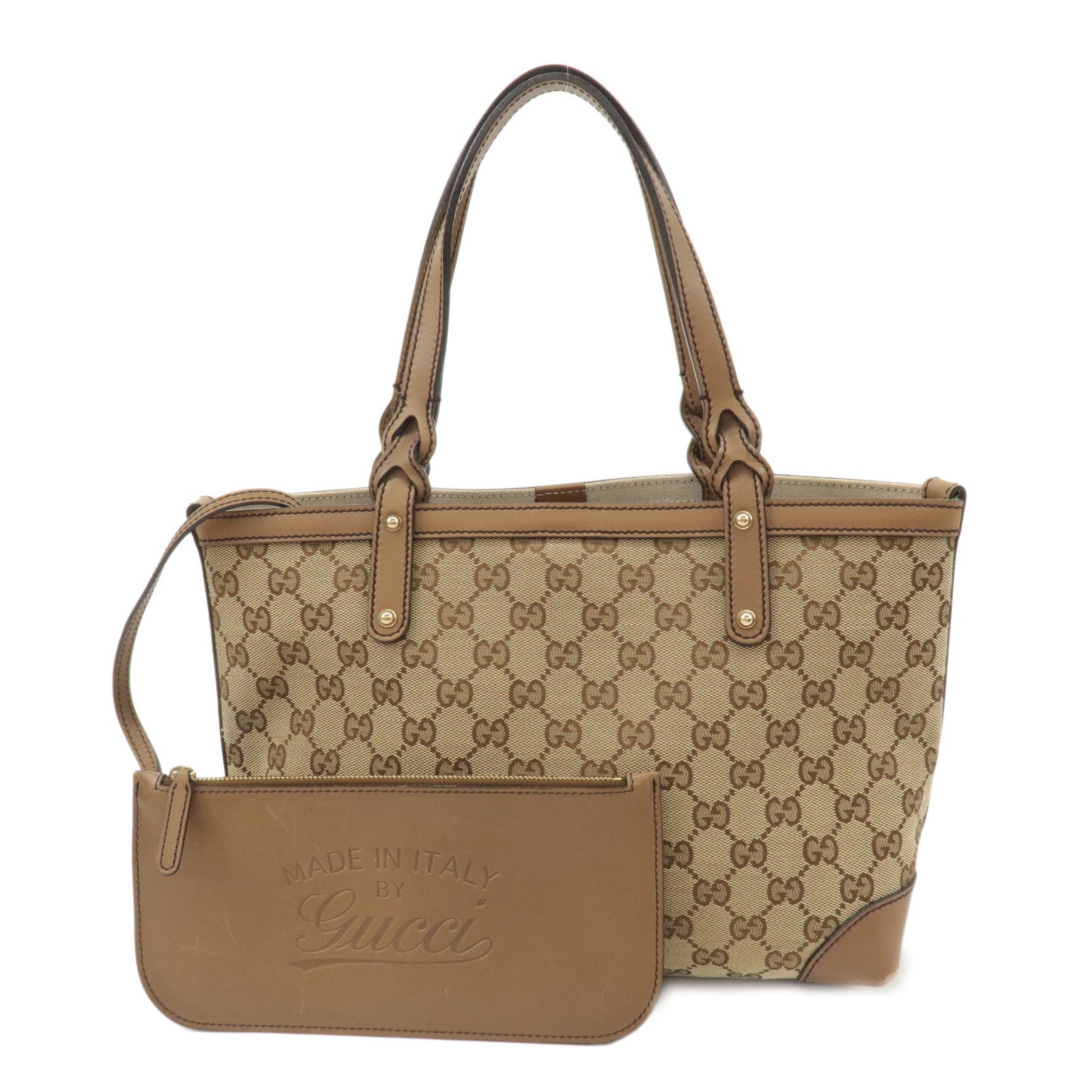 GUCCI-GG-Canvas-Leather-Tote-Bag-Hand-Bag-Beige-269878