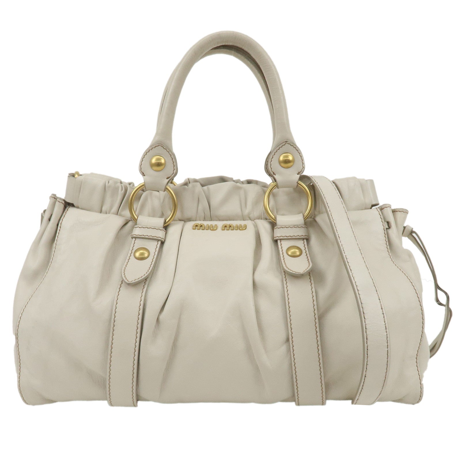 MIU-MIU-Leather-2WAY-Bag-Hand-Bag-White