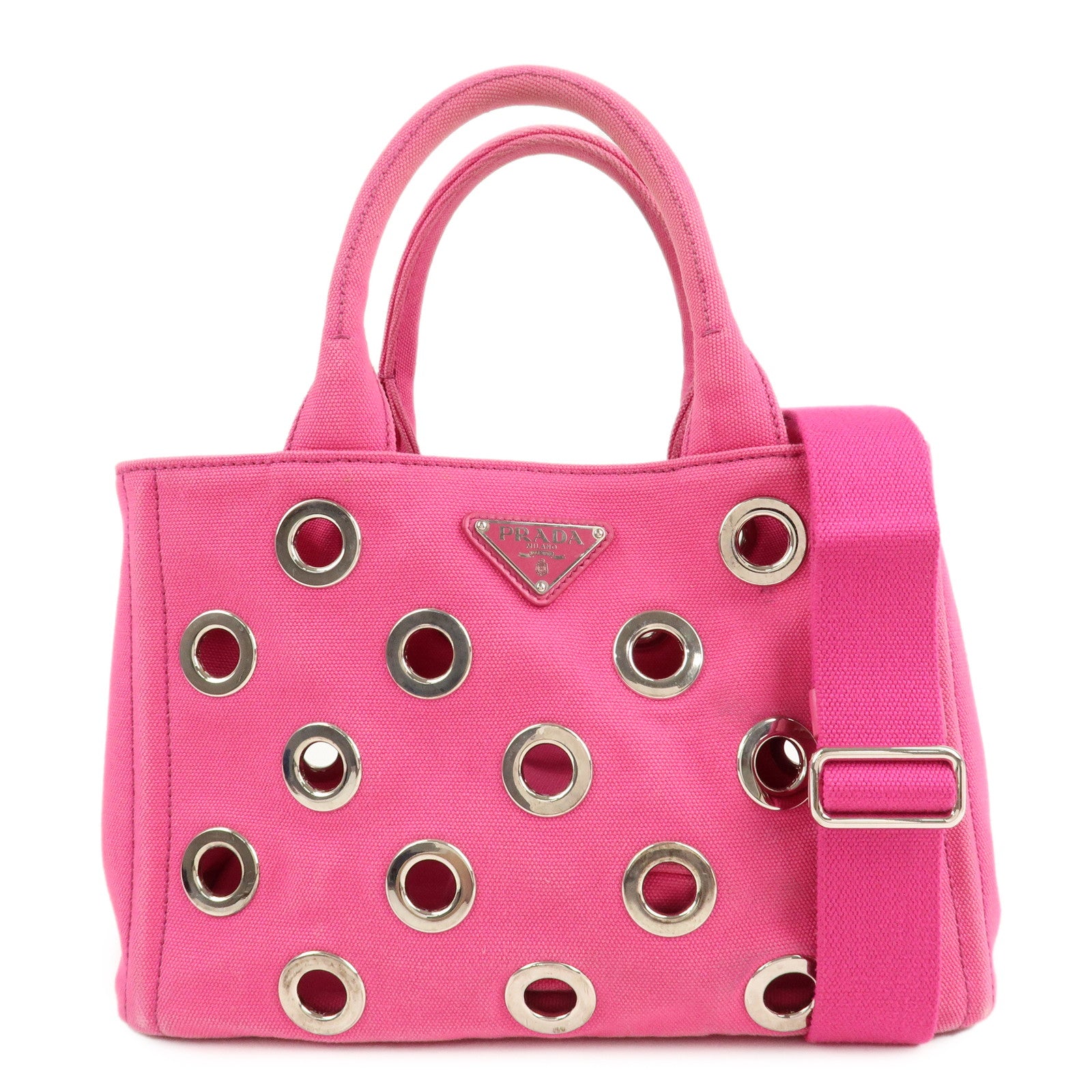 PRADA-Canapa-Mini-Canvas-2Way-Bag-Hand-Bag-Pink-1BG439