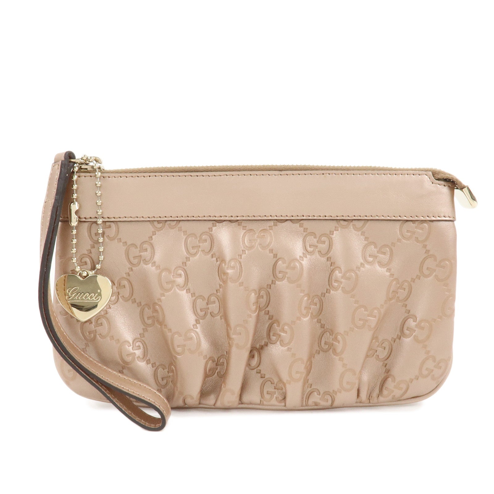 GUCCI-Guccisima-Guccisima-Leather-Pouch-Pink-Beige-224073