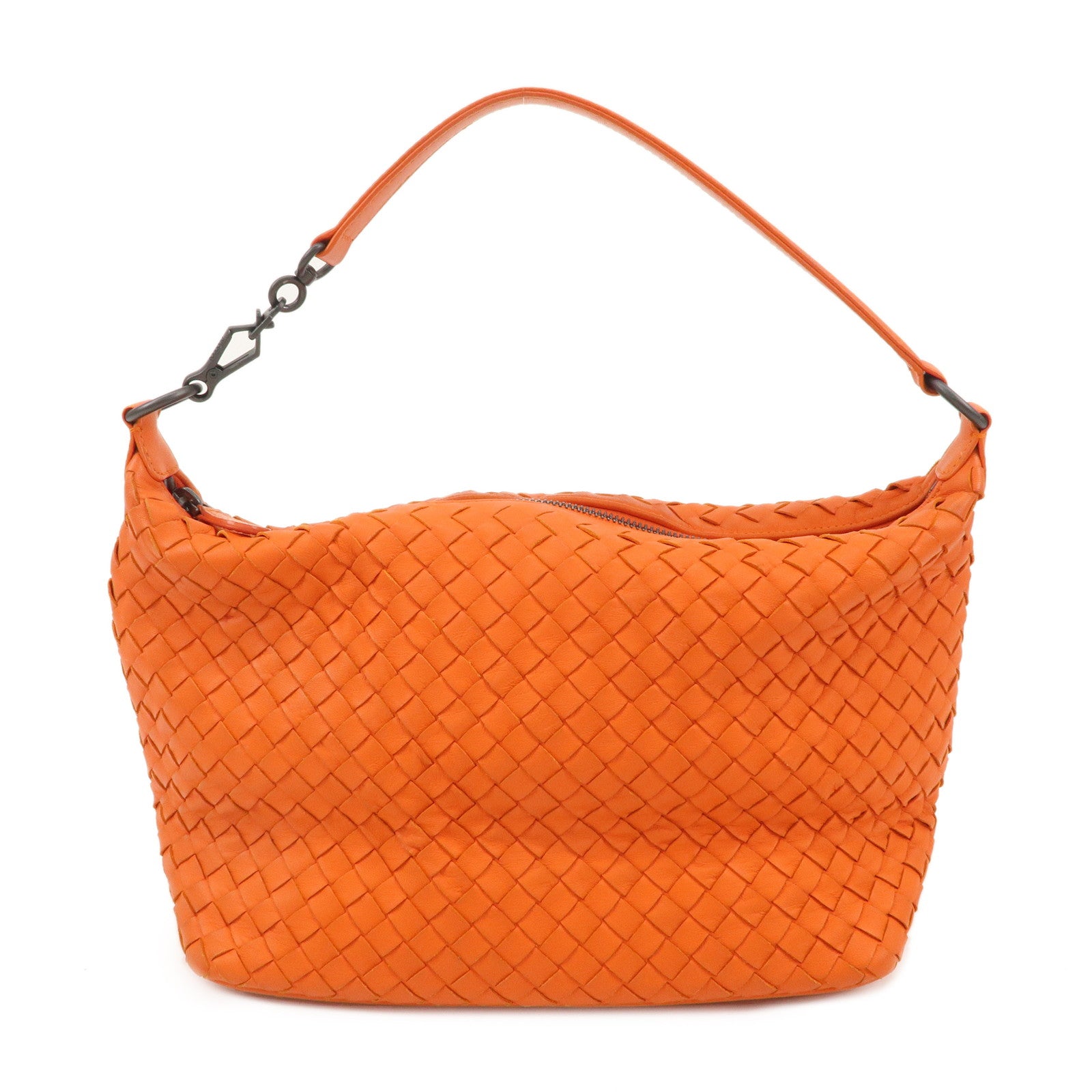 BOTTEGA-VENETA-Intrecciato-Leather-Shoulder-Bag-Orange-239988